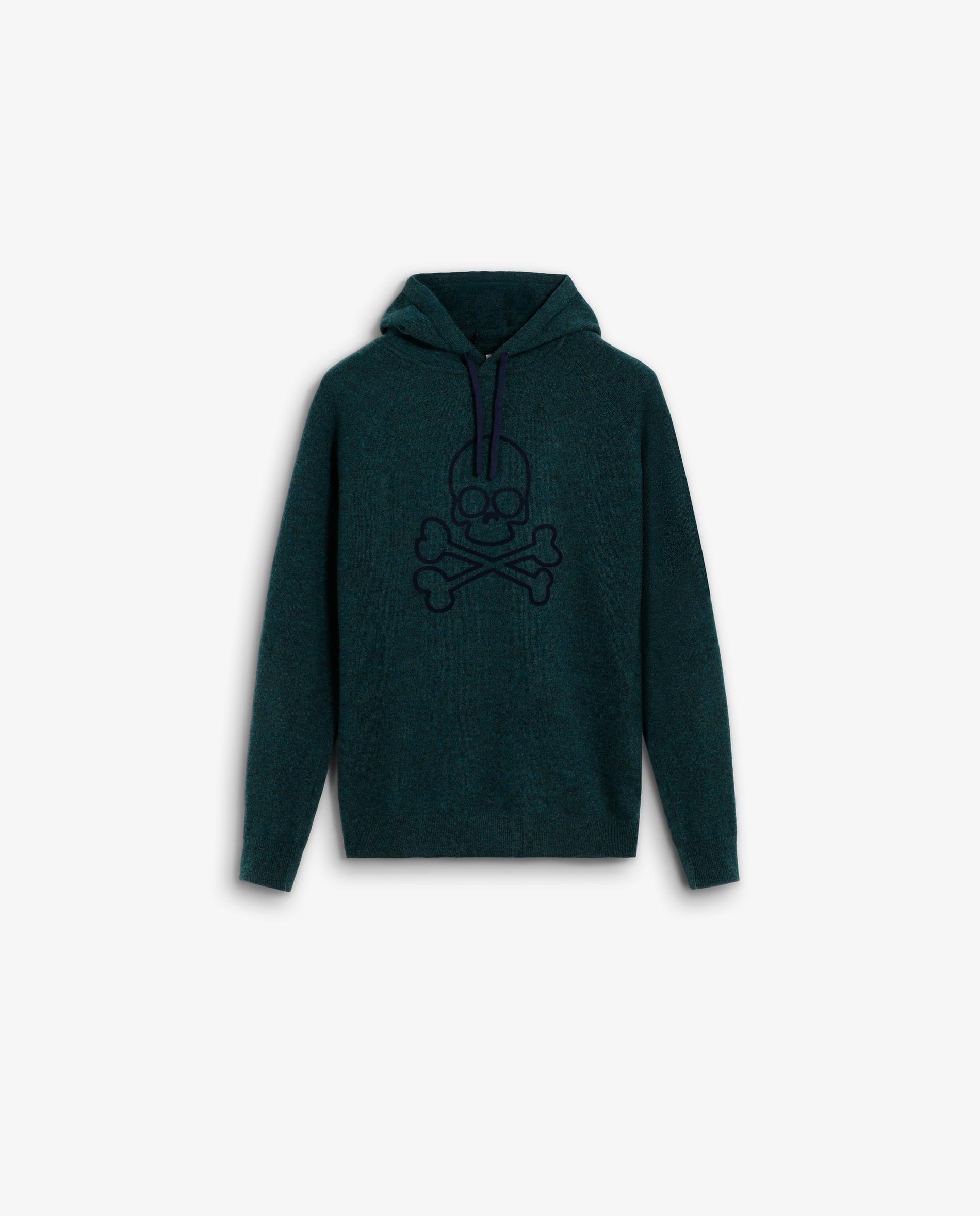 Camisola Infantil com Capuz com Caveira em Contraste Scalpers Verde-escuro-6