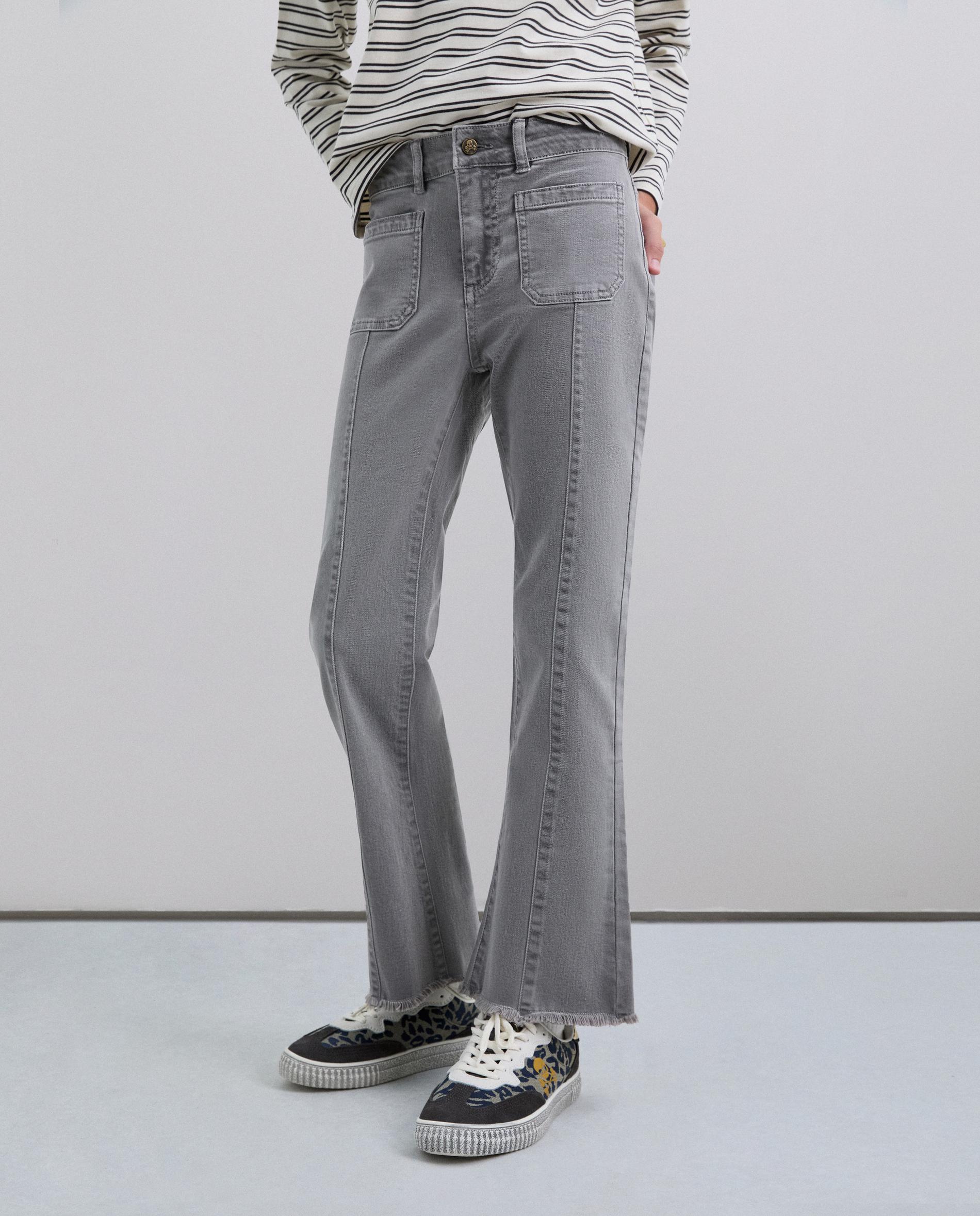 Calças Jeans Corte Flare com Acabamentos Desfiados na Bainha Scalpers Cinzento-2