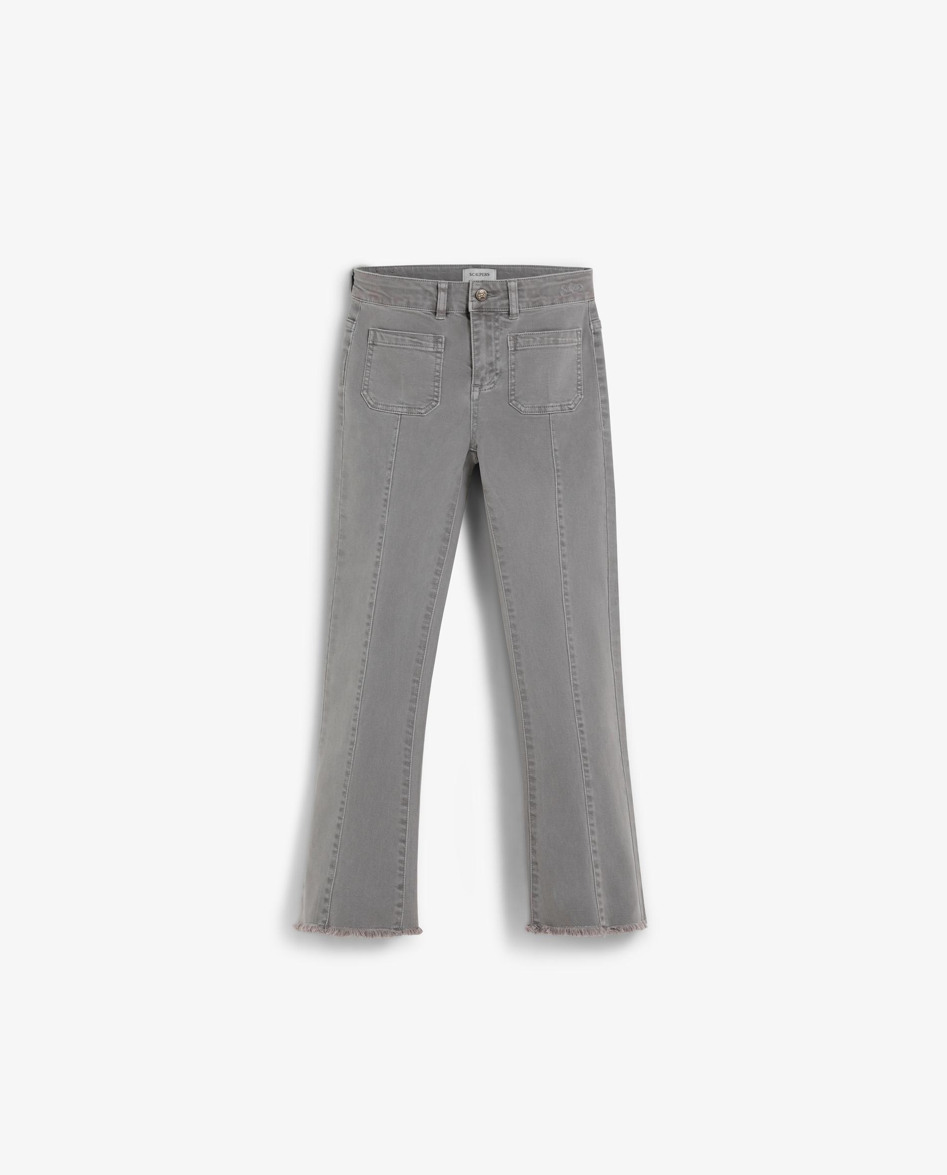 Calças Jeans Corte Flare com Acabamentos Desfiados na Bainha Scalpers Cinzento-6