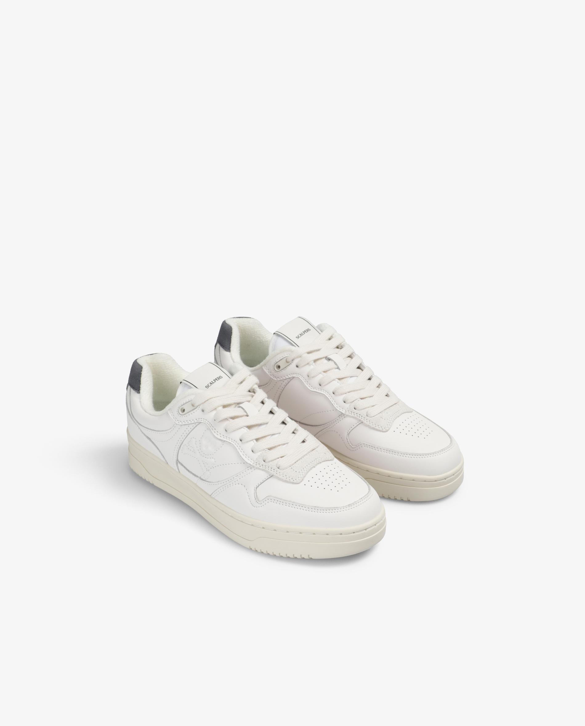 Sapatilhas Retro de Couro com Atacadores Azul / Branco-2