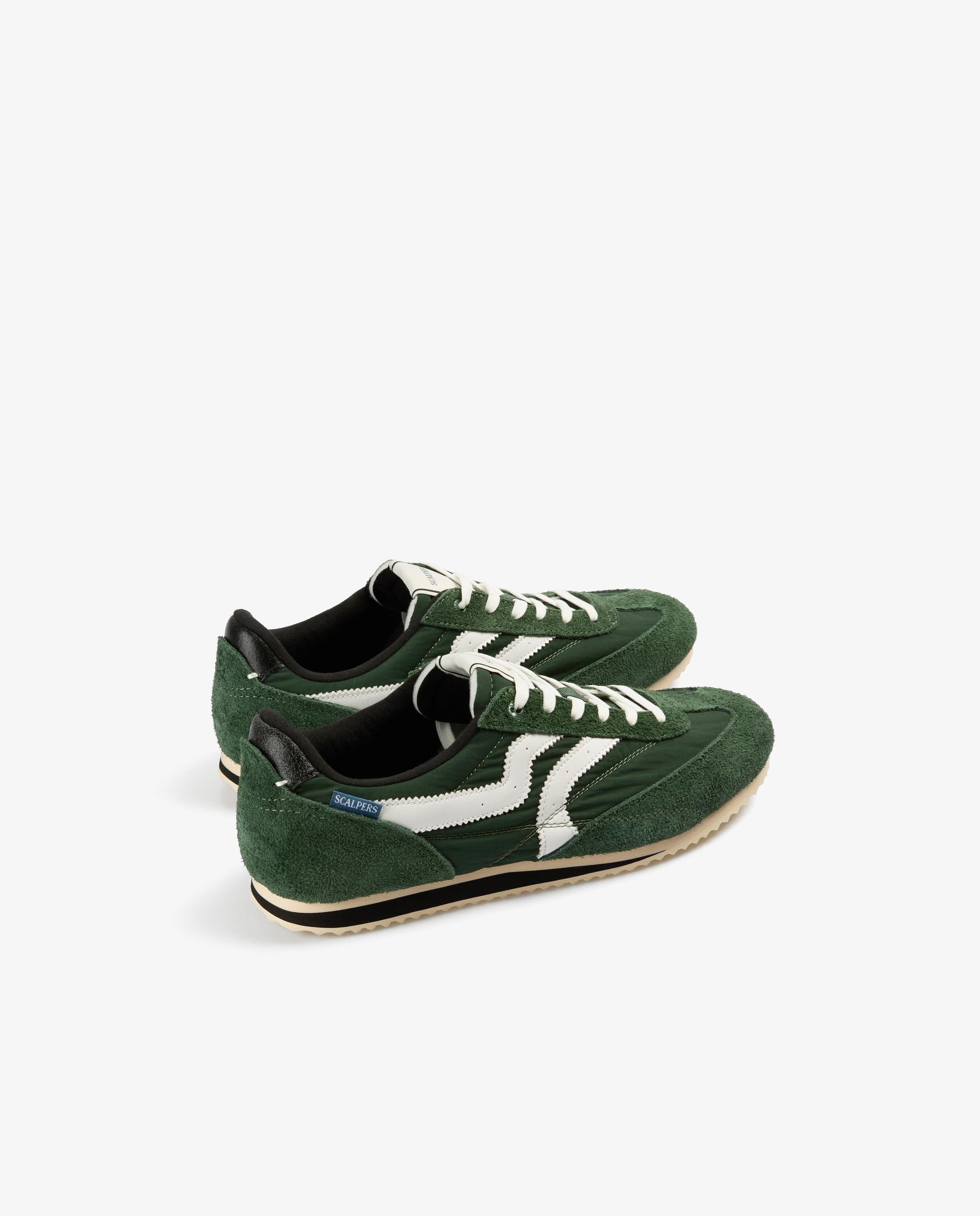 Sapatilhas Retro em Camurça com Atacadores em Branco Verde-3