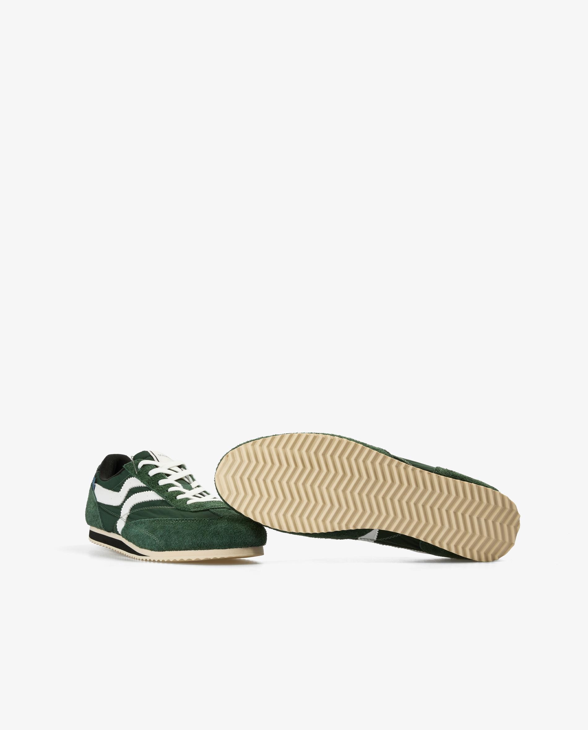 Sapatilhas Retro em Camurça com Atacadores em Branco Verde-4