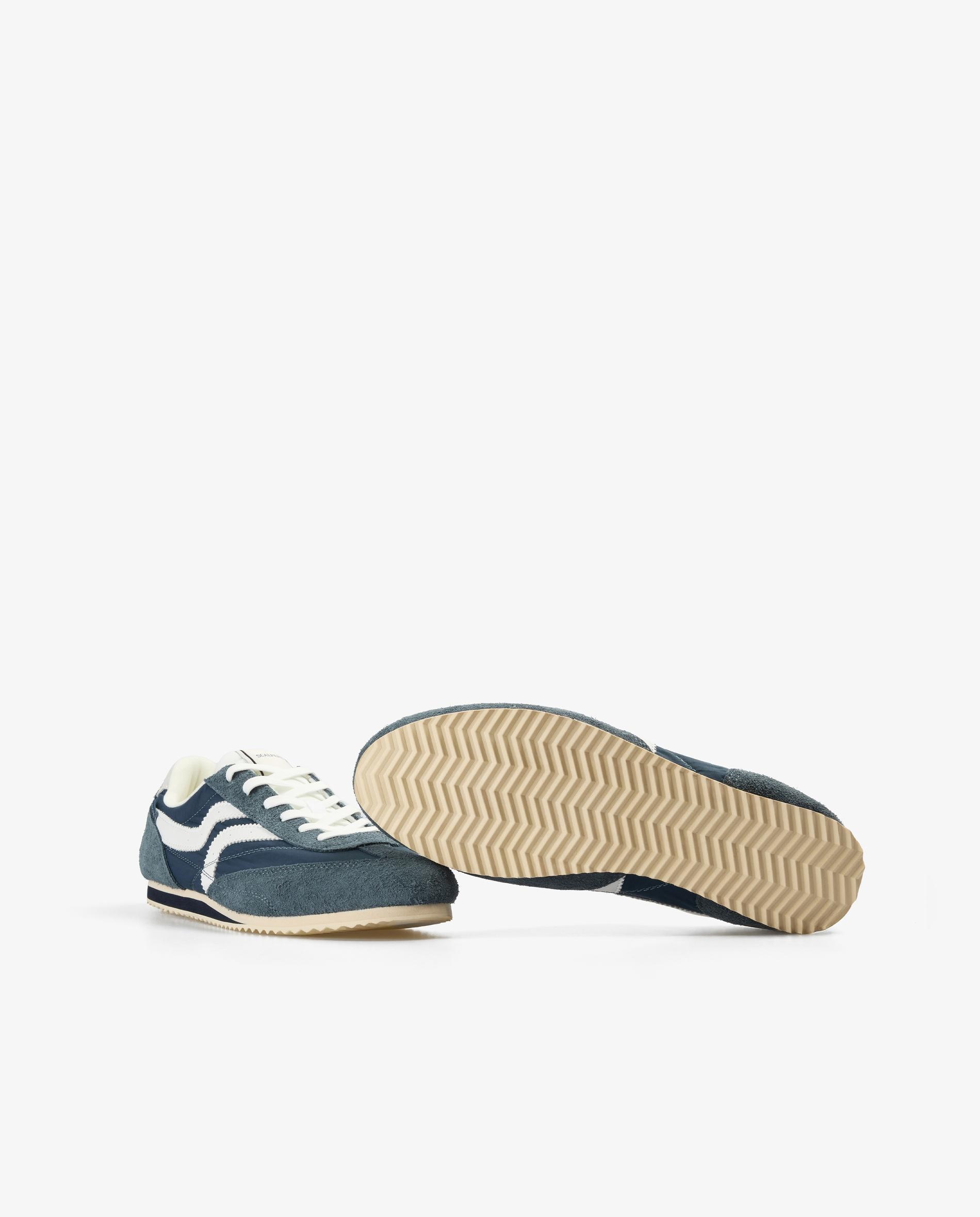Sapatilhas Retro em Camurça com Atacadores em Branco Navy-4