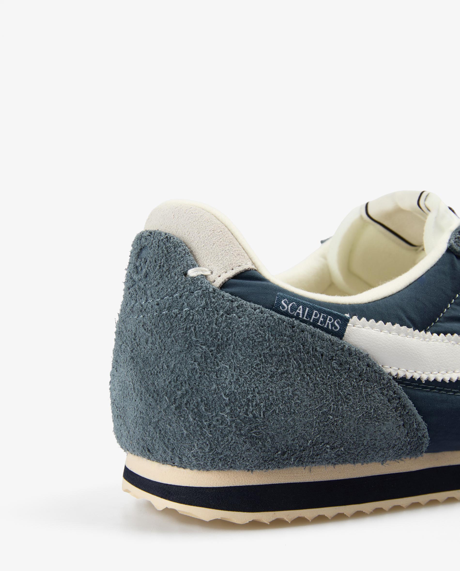 Sapatilhas Retro em Camurça com Atacadores em Branco Navy-7