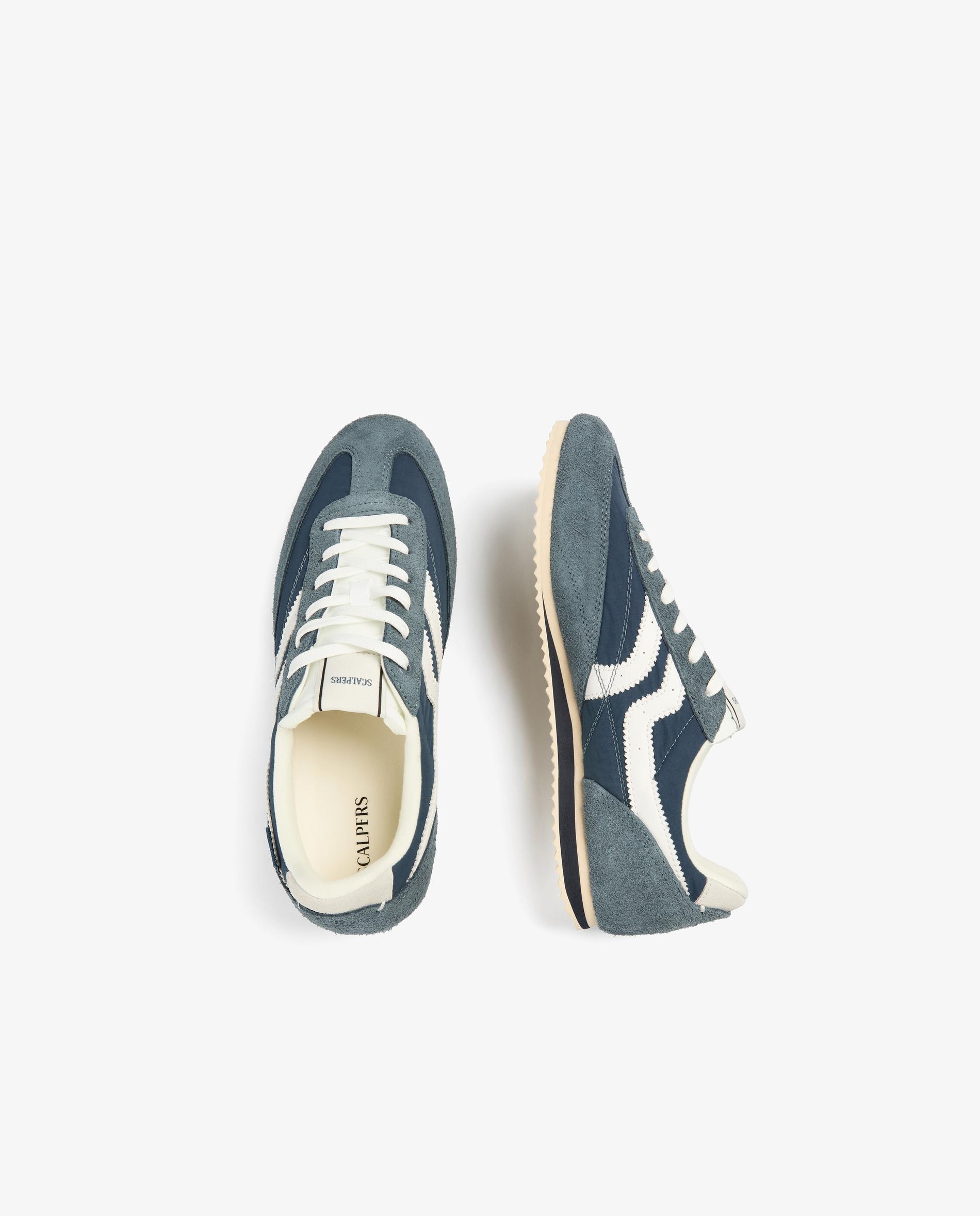 Sapatilhas Retro em Camurça com Atacadores em Branco Navy-8