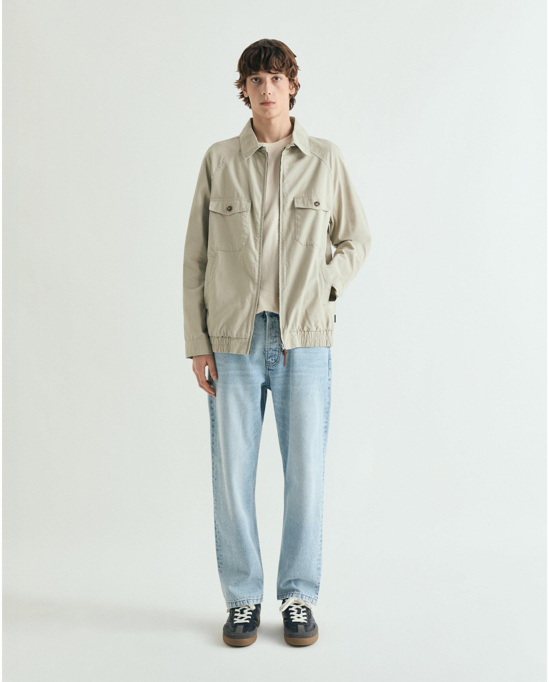 Casaco com Gola Tipo Camisa e Fecho Zip Creme-7