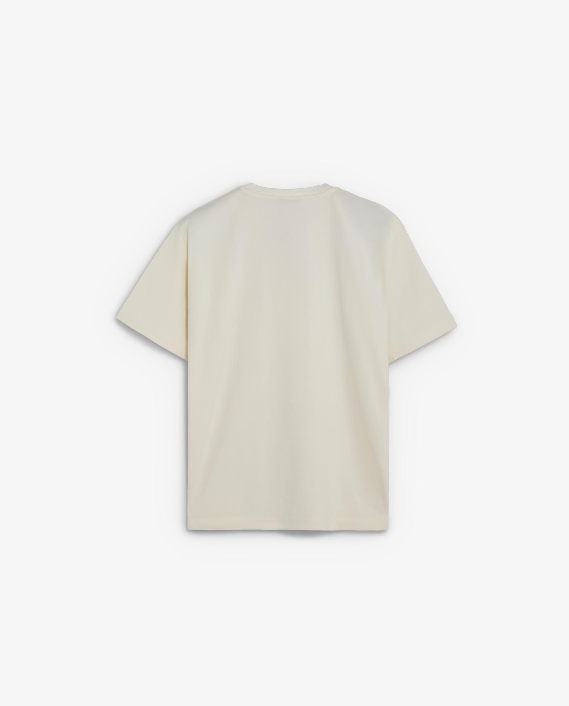T-shirt de Manga Curta em Tecido Grosso com Gola Redonda Creme-6