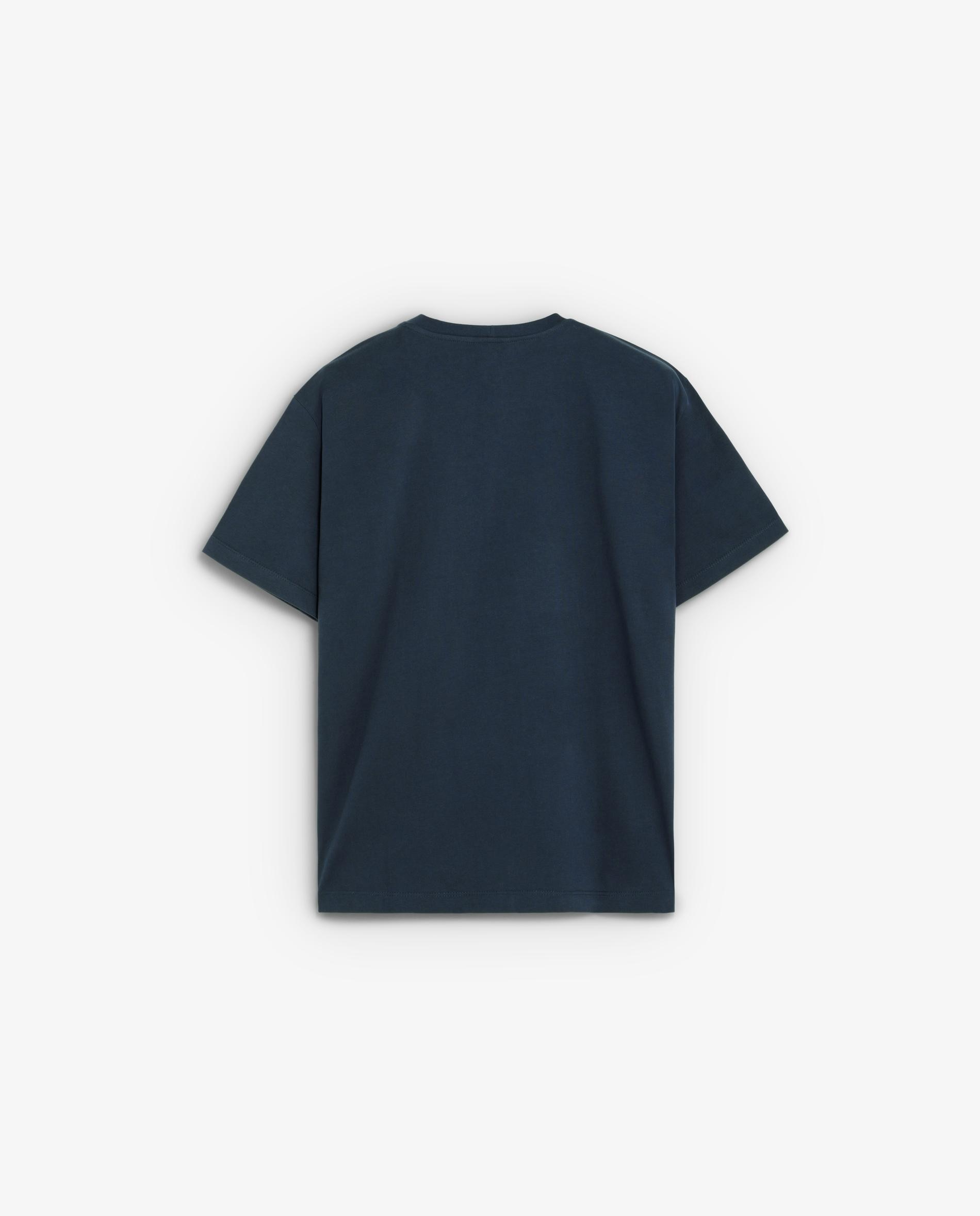 T-shirt de Manga Curta em Tecido Grosso com Gola Redonda Azul-marinho-6