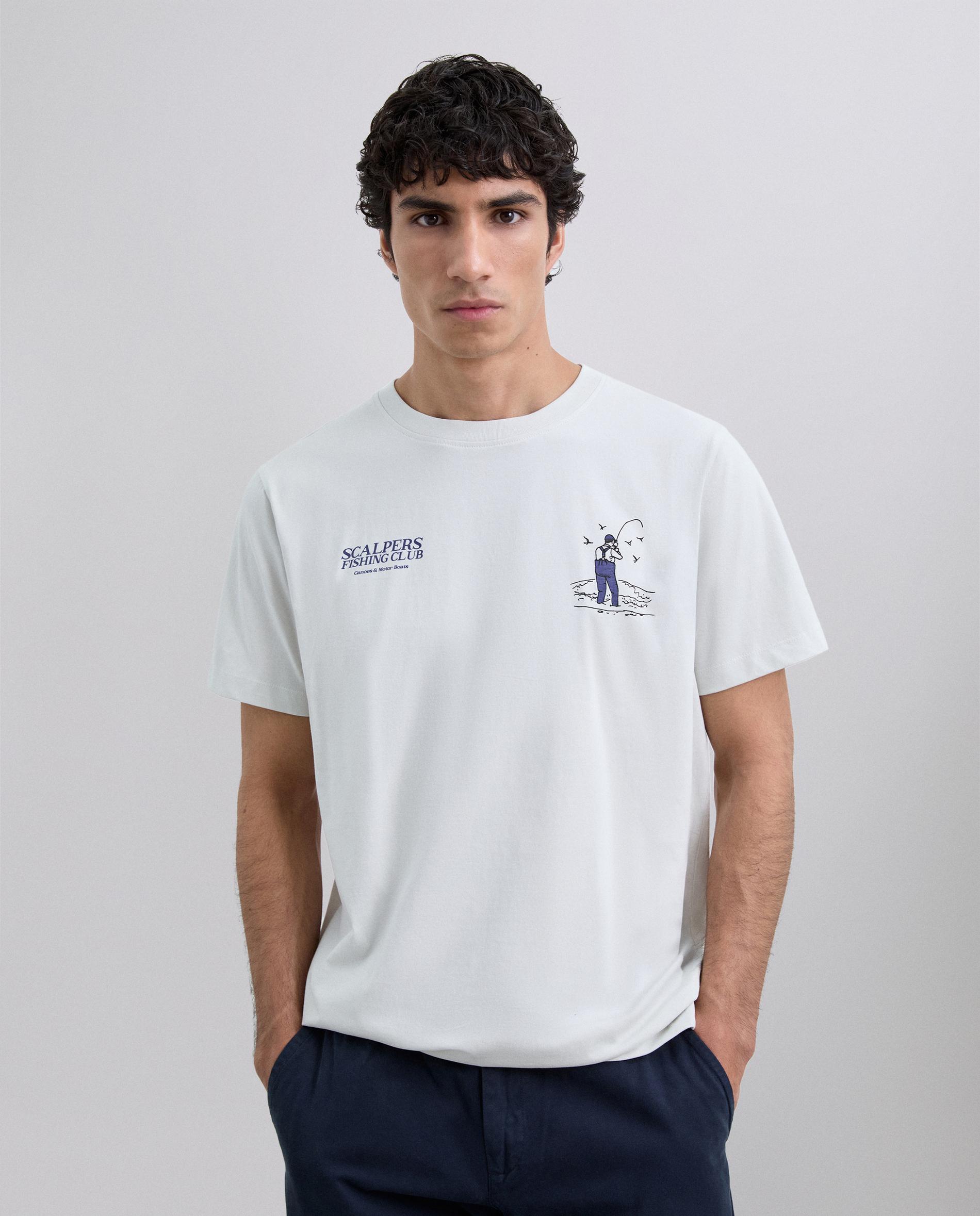 T-shirt de Manga Curta Regular Fit de Algodão Cinzento-claro-2