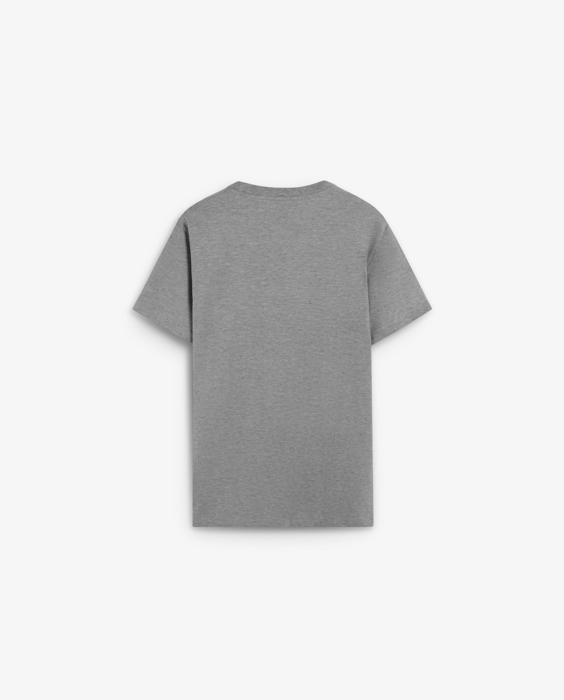 T-shirt de Manga Curta em Algodão com Print no Peito Cinzento-6