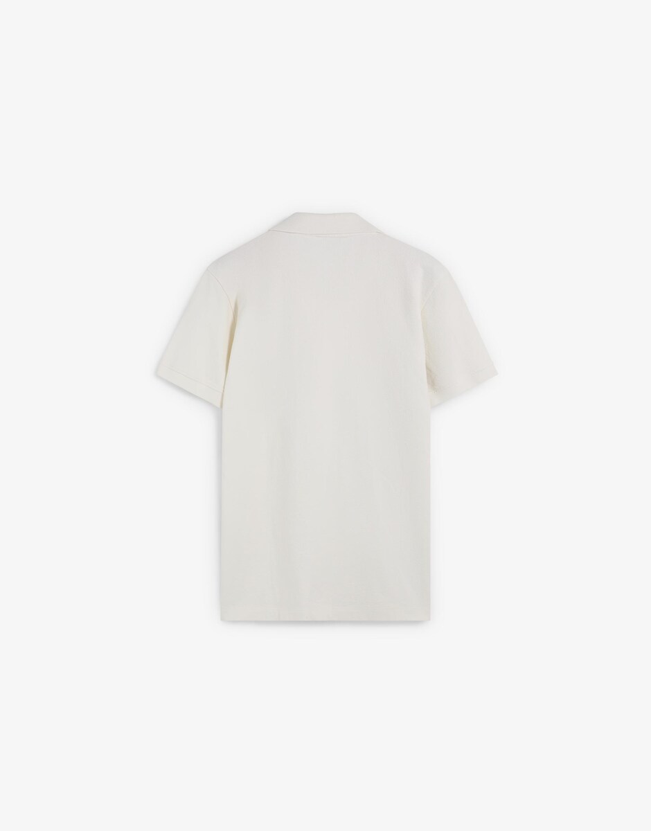 Polo de Manga Curta de Algodão Creme-5