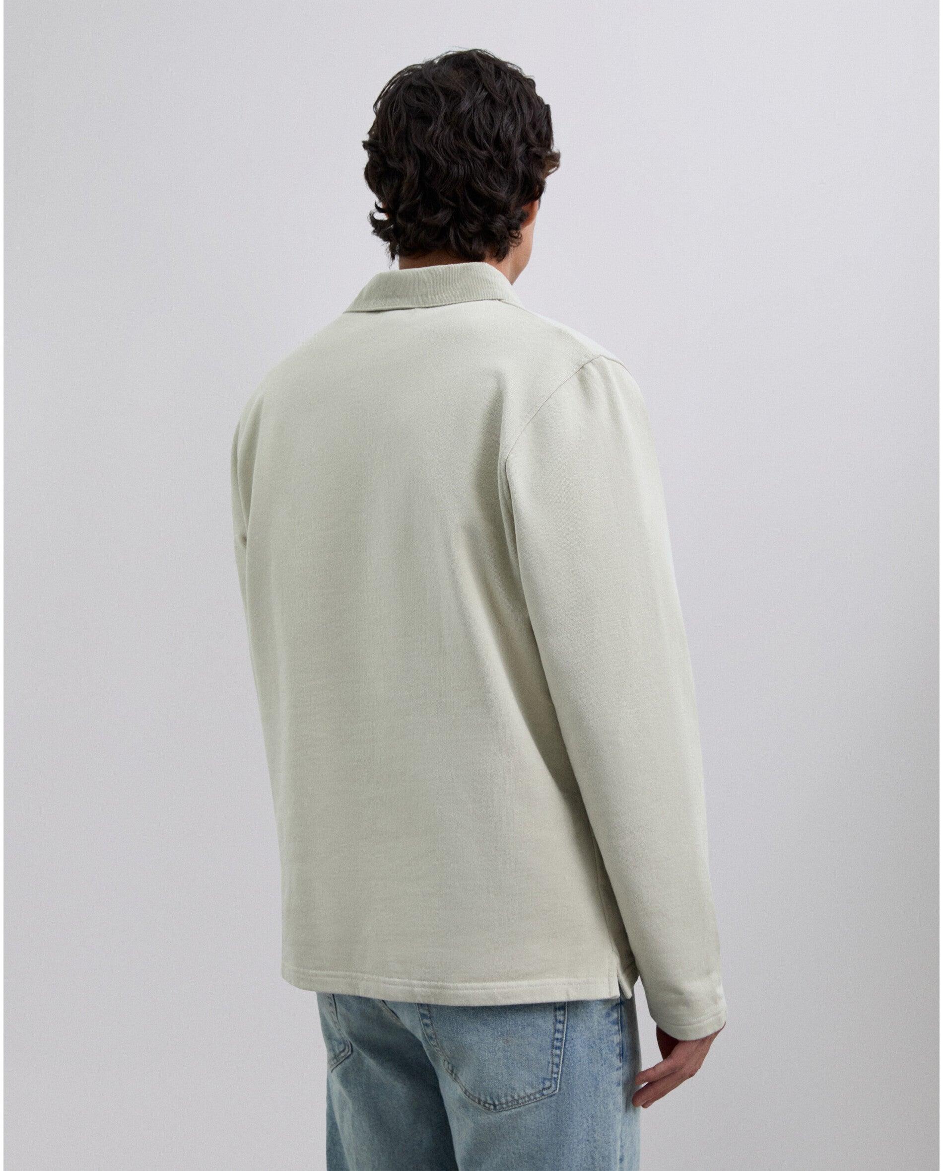 Polo em Algodão 100% de Manga Comprida Natural-2