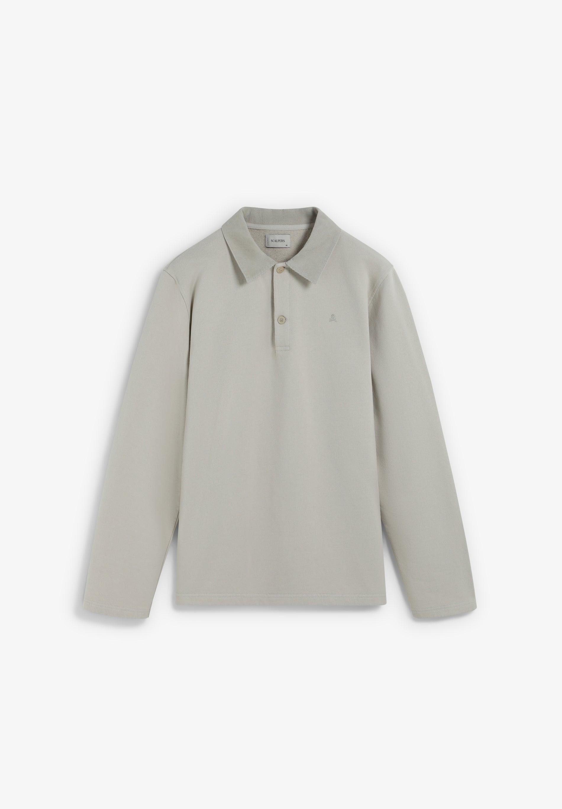 Polo em Algodão 100% de Manga Comprida Natural-5