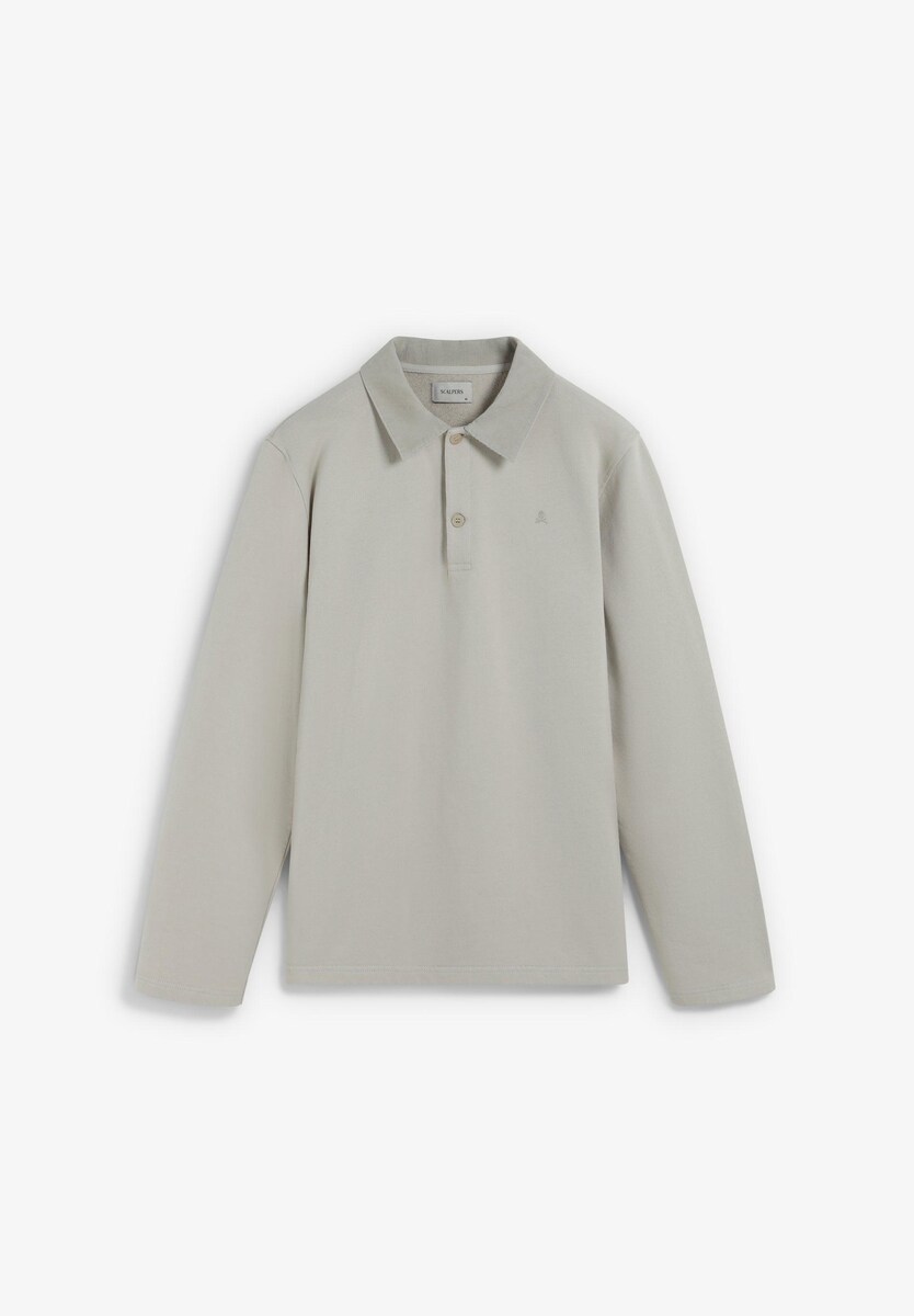 Polo em Algodão 100% de Manga Comprida Natural-5