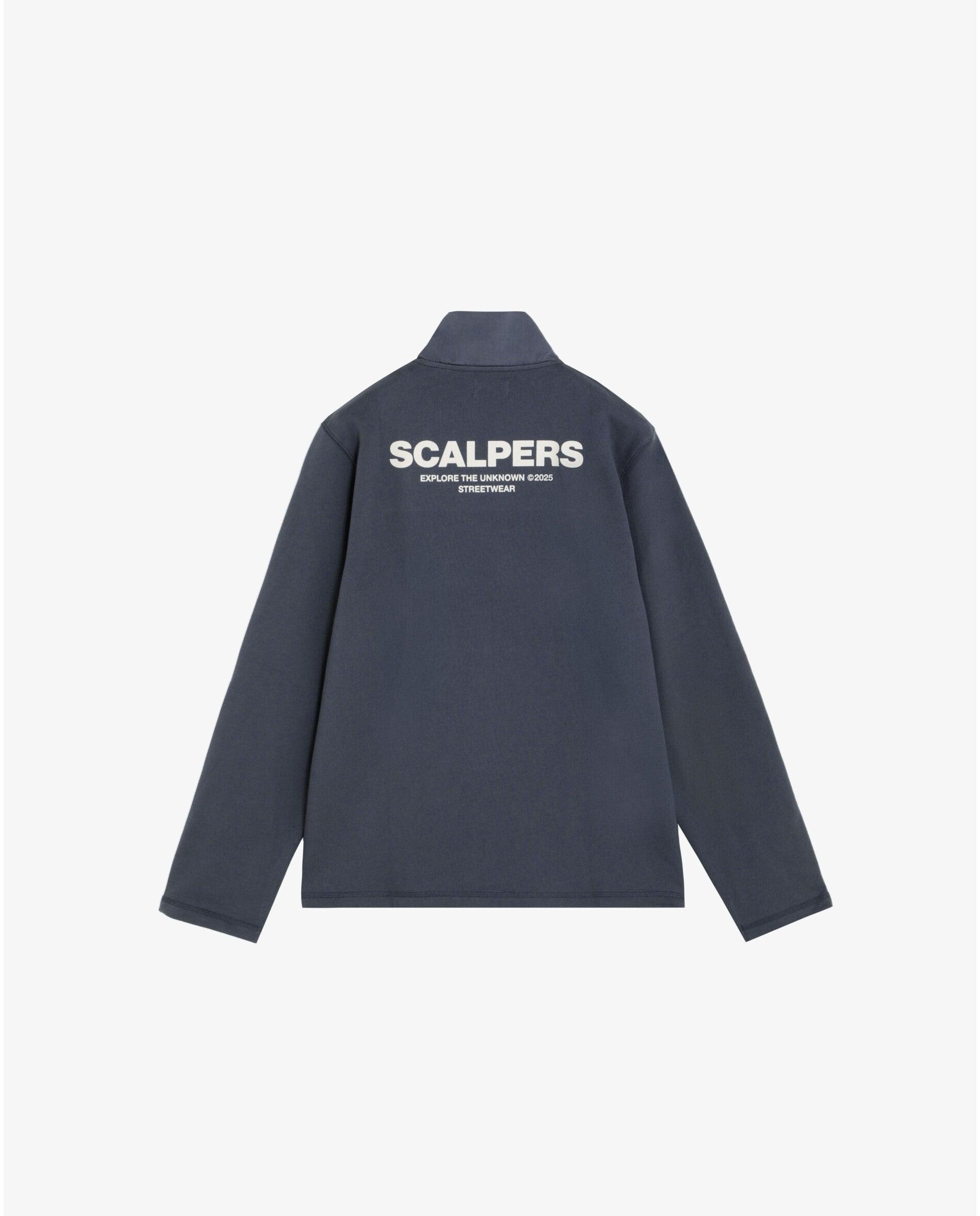 Sweatshirt sem Capuz com Gola Polo e Logo Posterior Navy-5