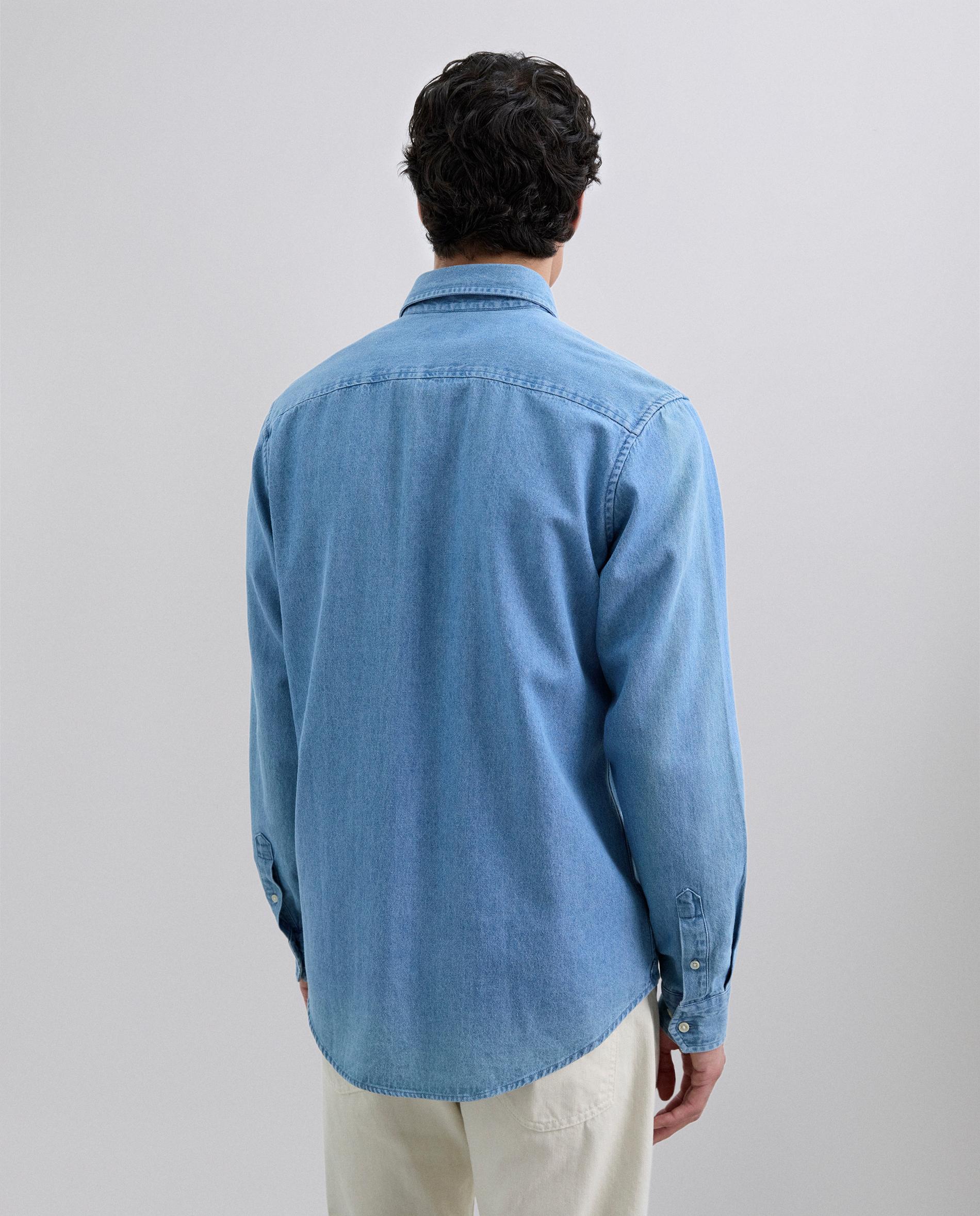 Camisa Jeans Regular Fit com Bolsos no Peito Azul-claro-2