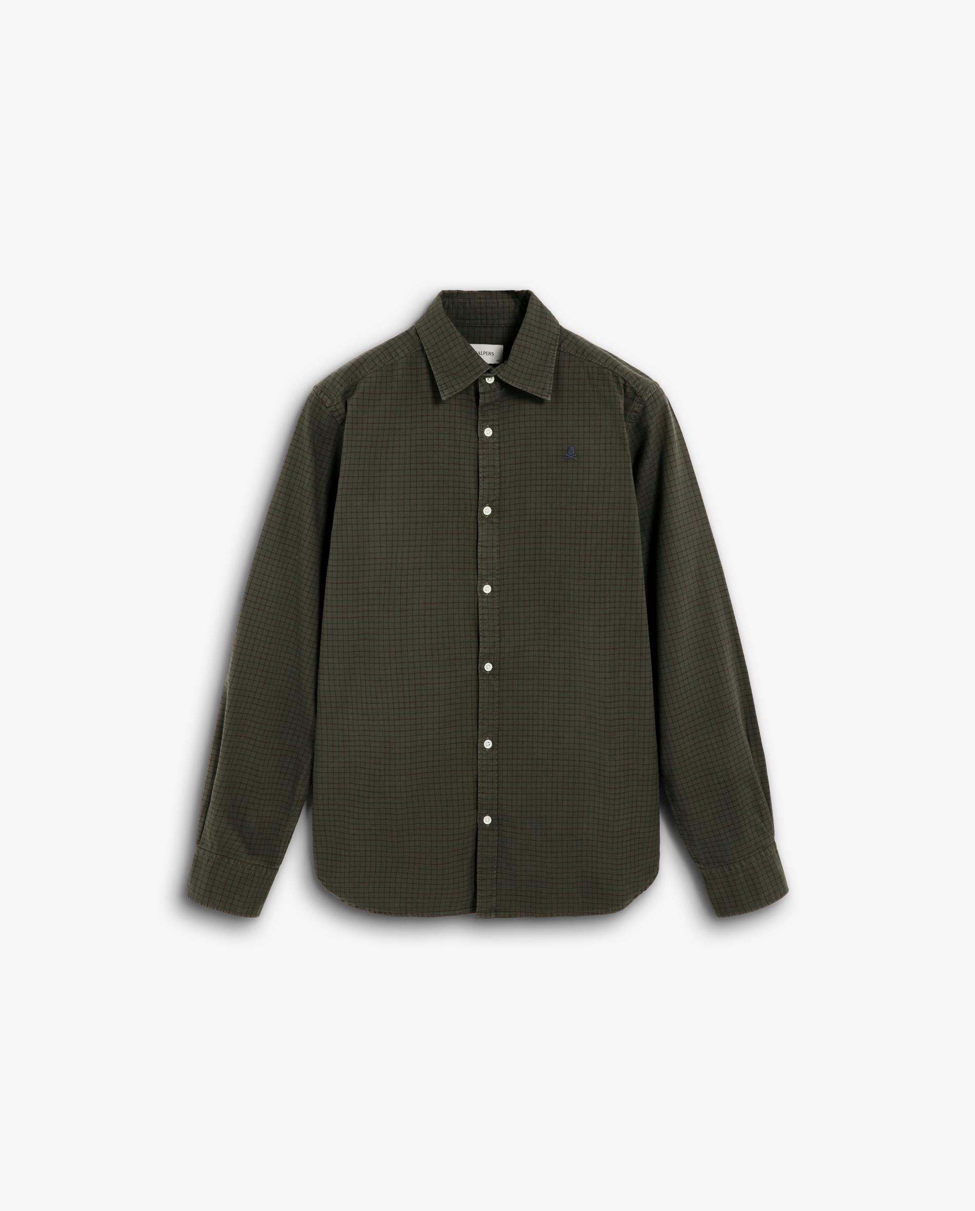 Camisa Aos Quadrados com Gola Clássica e Logo Bordado em Contraste Verde-5