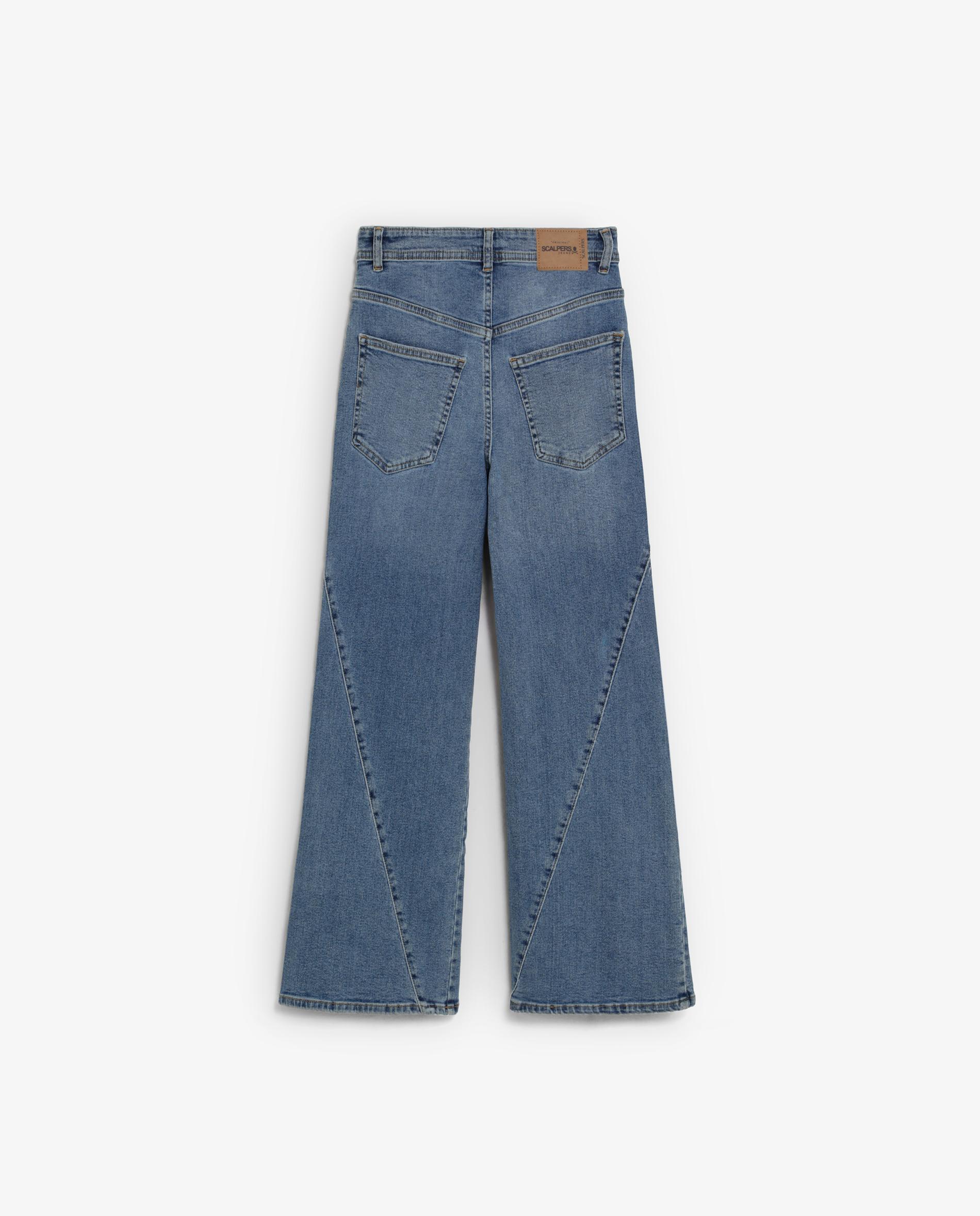 Jeans à Boca de Sino Flare de Cintura Média-alta Azul-índigo-2