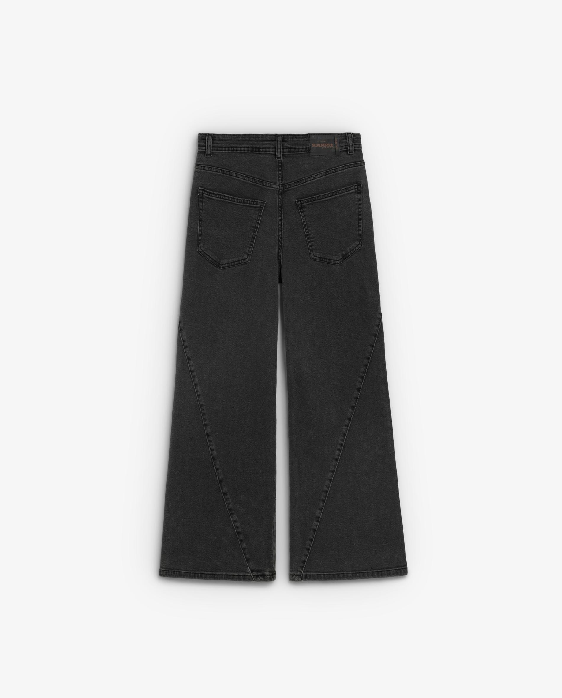 Jeans À Boca de Sino Ligeiramente Elásticos de Cintura Subida Preto-2