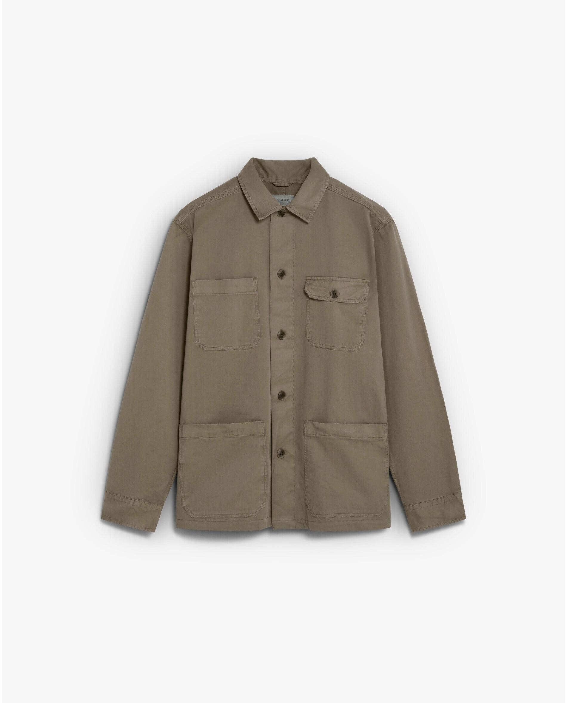 Sobrecamisa Multibolsos com Fecho de Botões Caqui-3