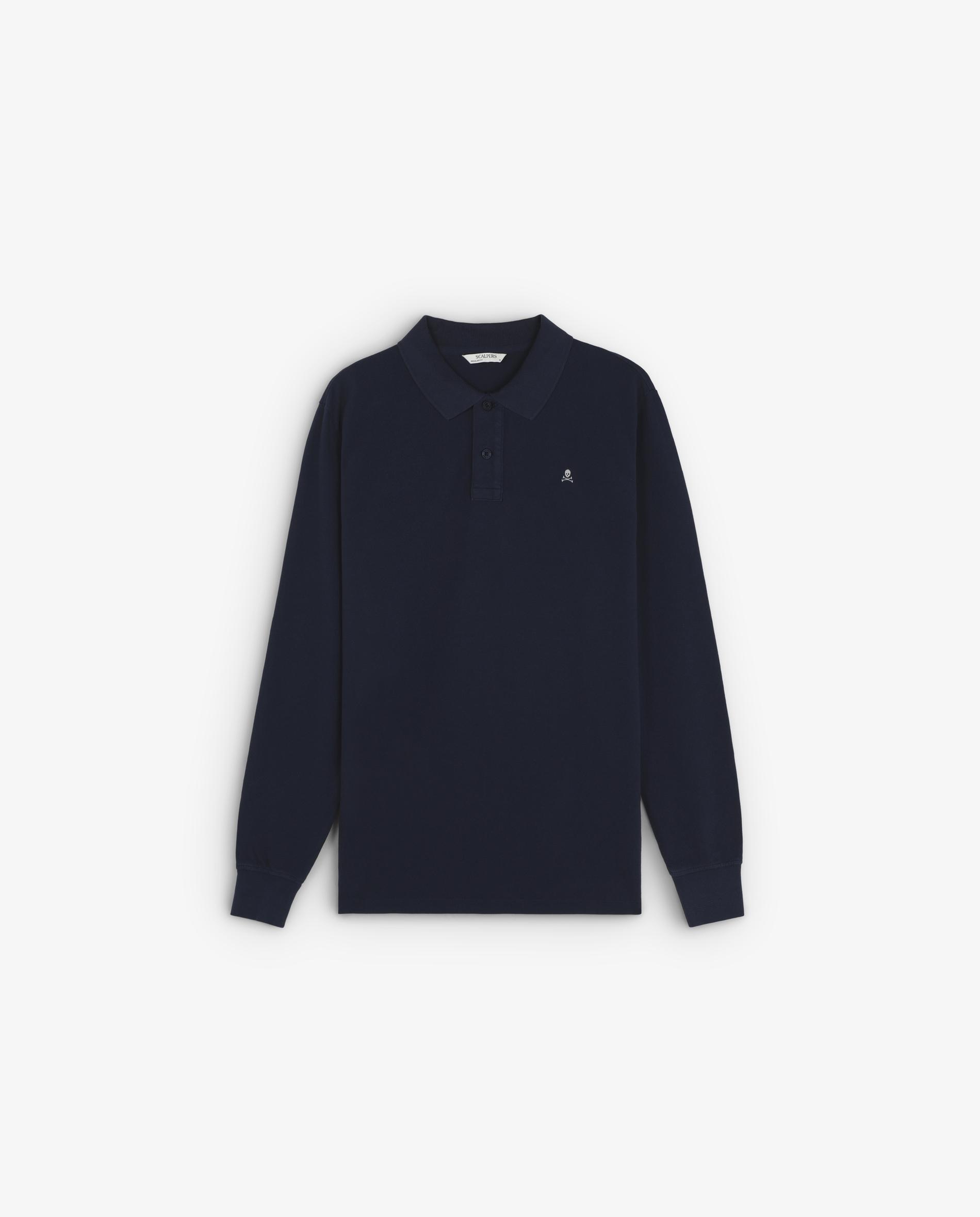 Polo de Manga Comprida em Algodão 100% com Punhos Elásticos Navy-5