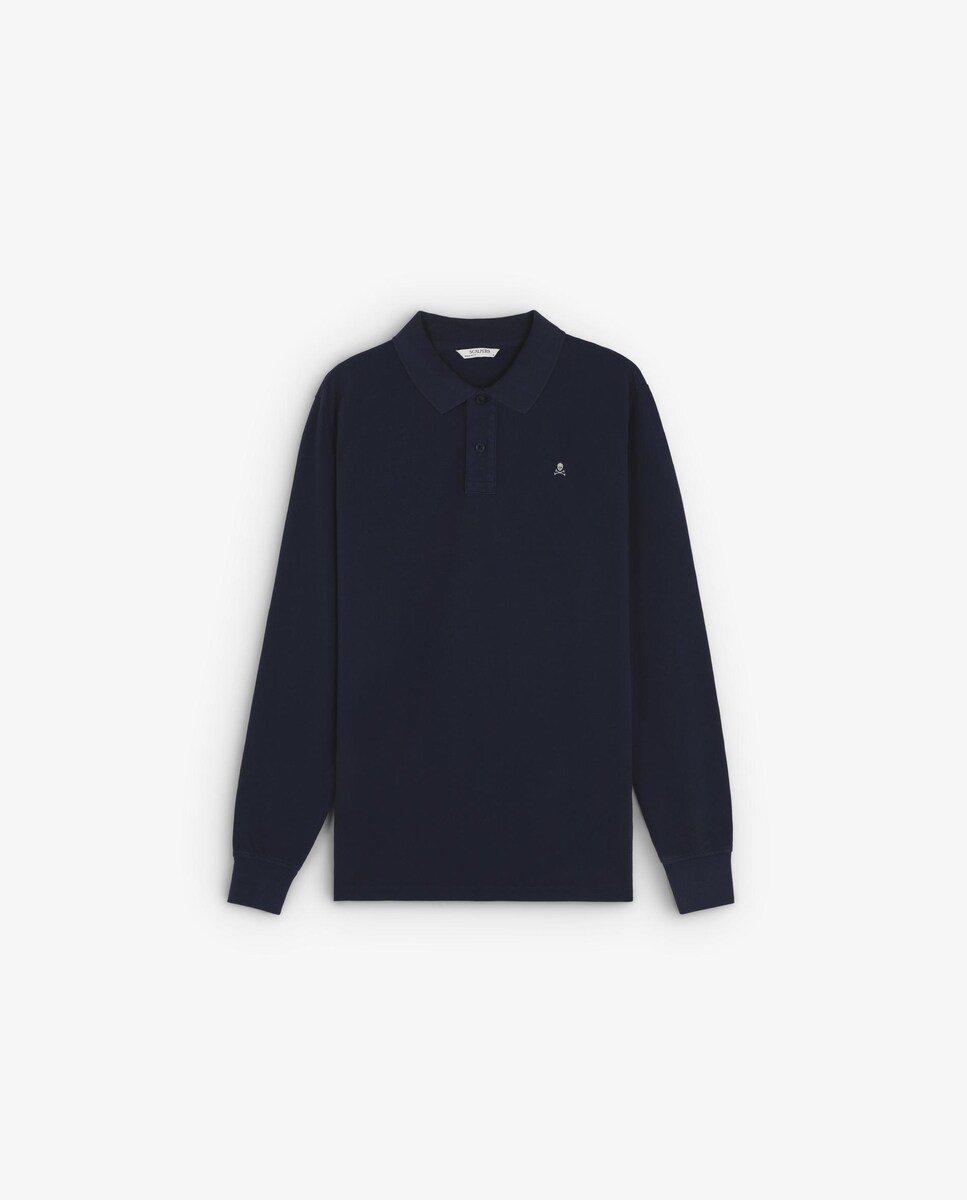 Polo Confecionado em Algodão 100% de Manga Comprida e Punhos Elásticos Azul-5