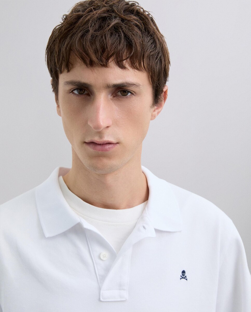 Polo Confecionado em Algodão 100% de Manga Comprida e Punhos Elásticos Branco-4