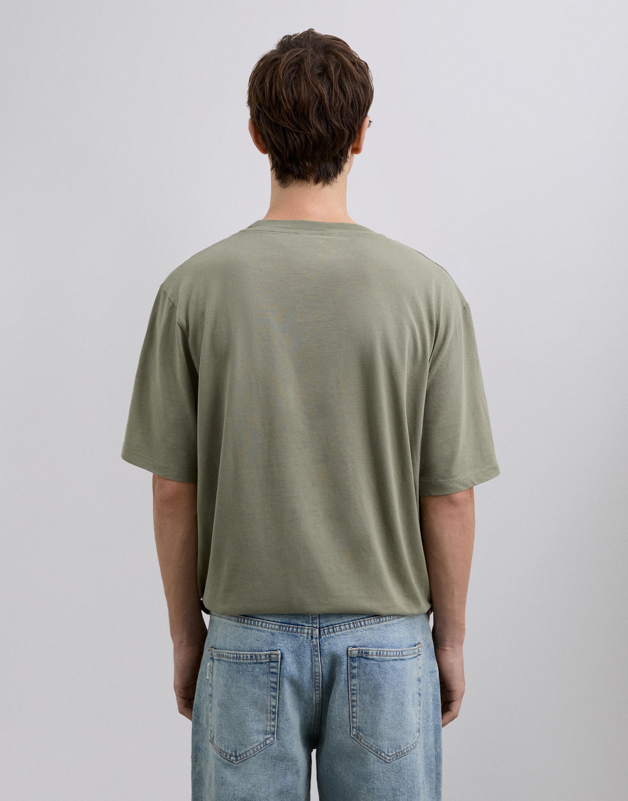 T-shirt de Manga Curta Básica Relaxed Fit Caqui-2