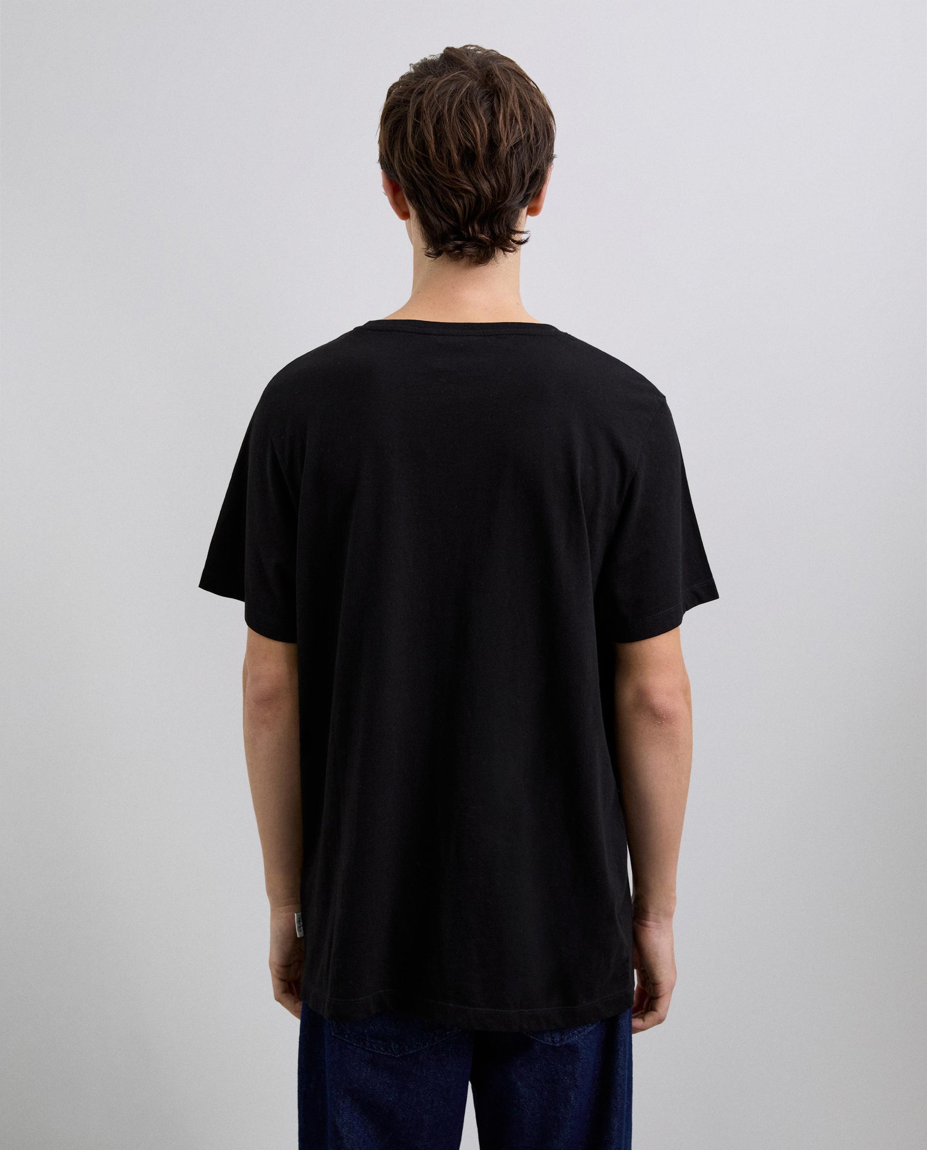 T-shirt de Manga Curta Básica com Caveira Bordada Preto-2