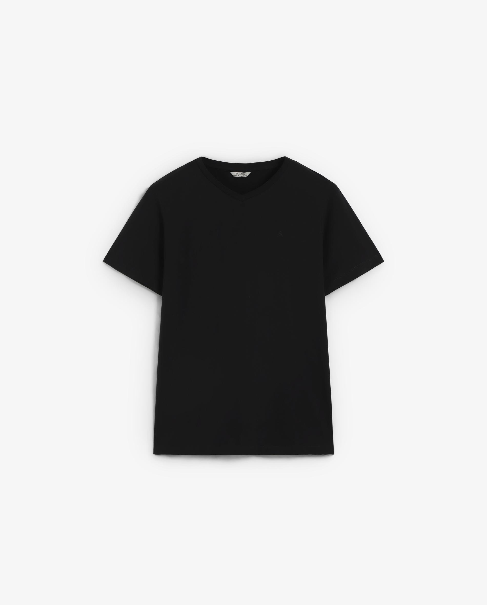 T-shirt de Manga Curta Básica com Caveira Bordada Preto-6