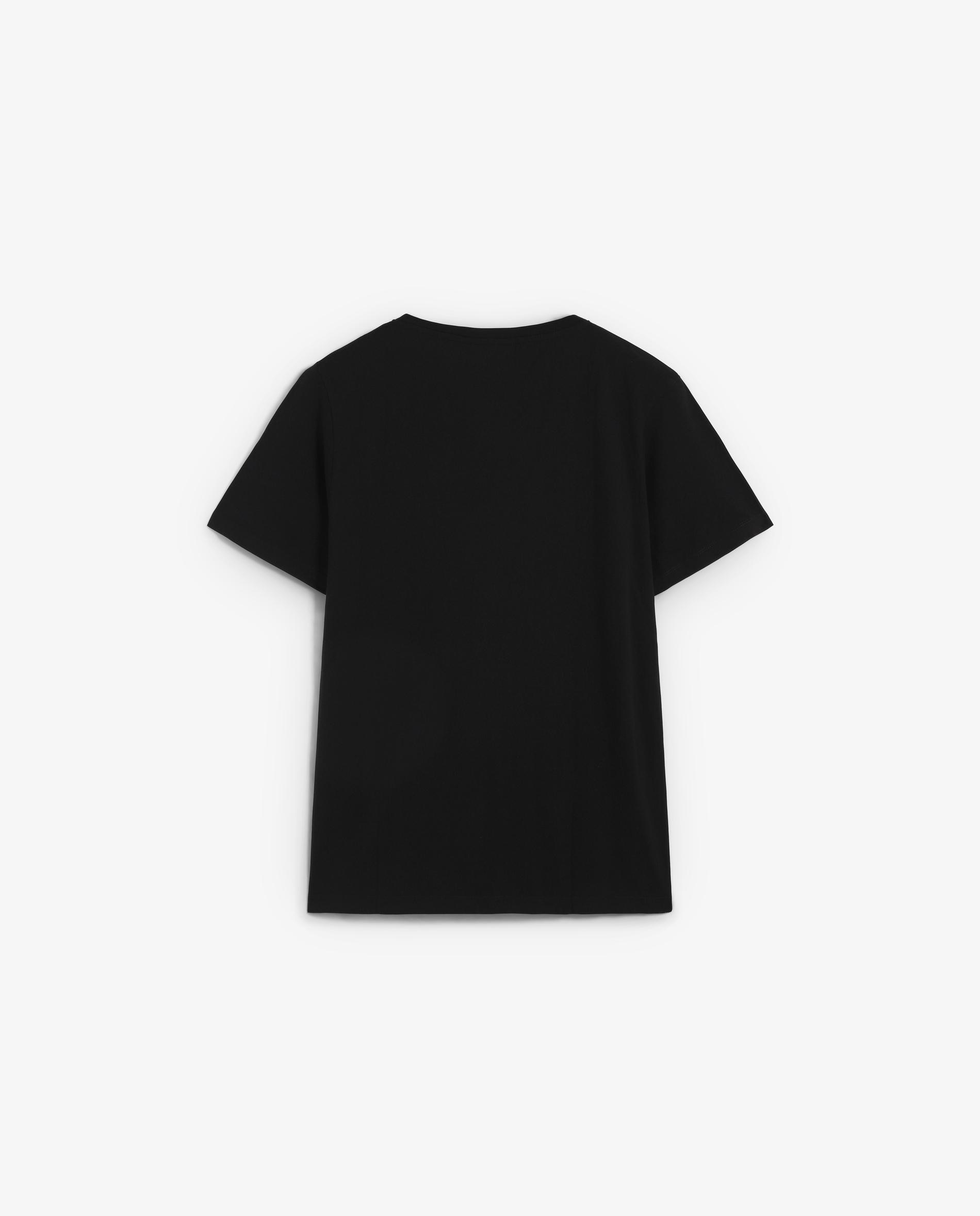 T-shirt de Manga Curta Básica com Caveira Bordada Preto-7