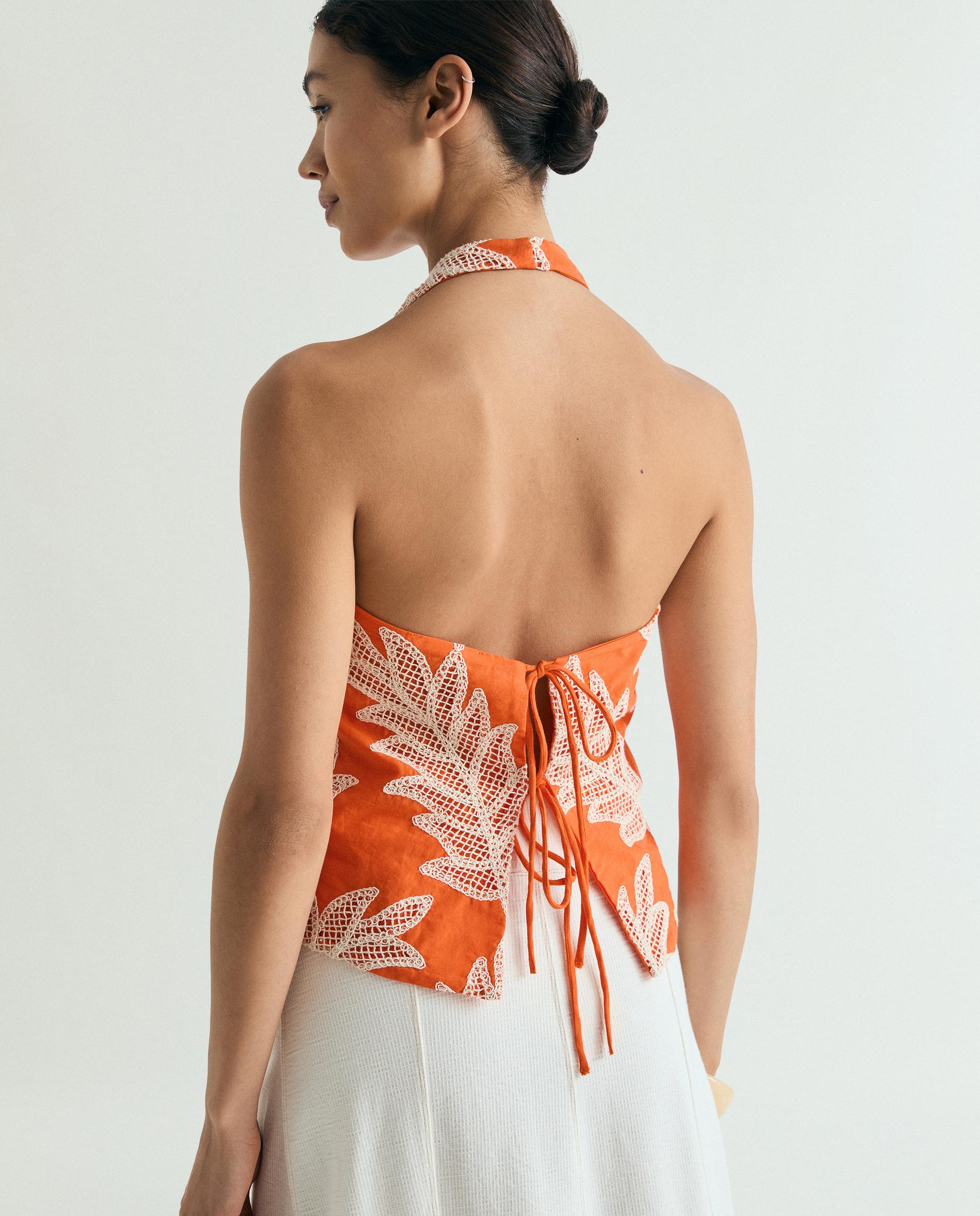 Top Halter Estampado Laranja-2
