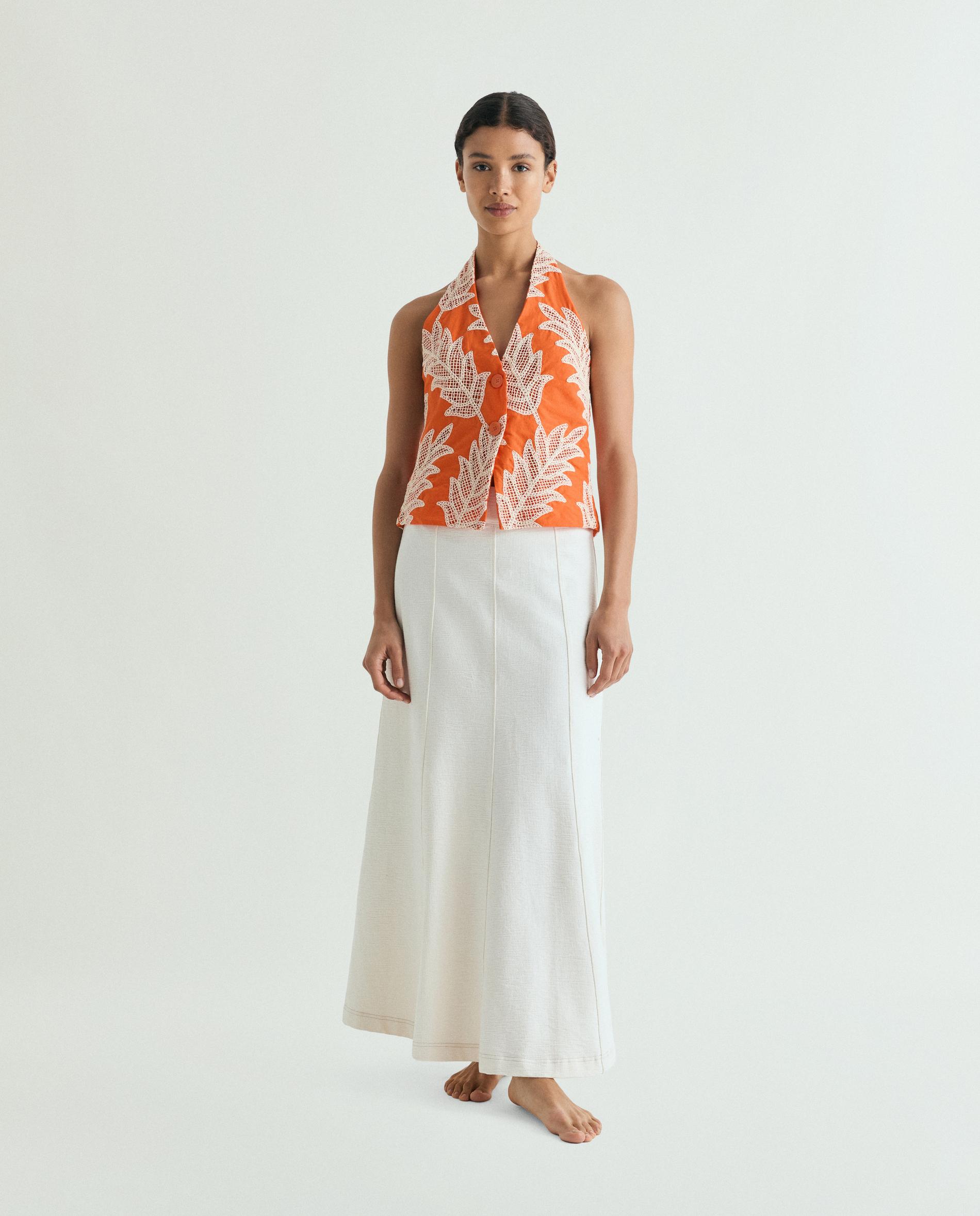 Top Halter Estampado Laranja-3