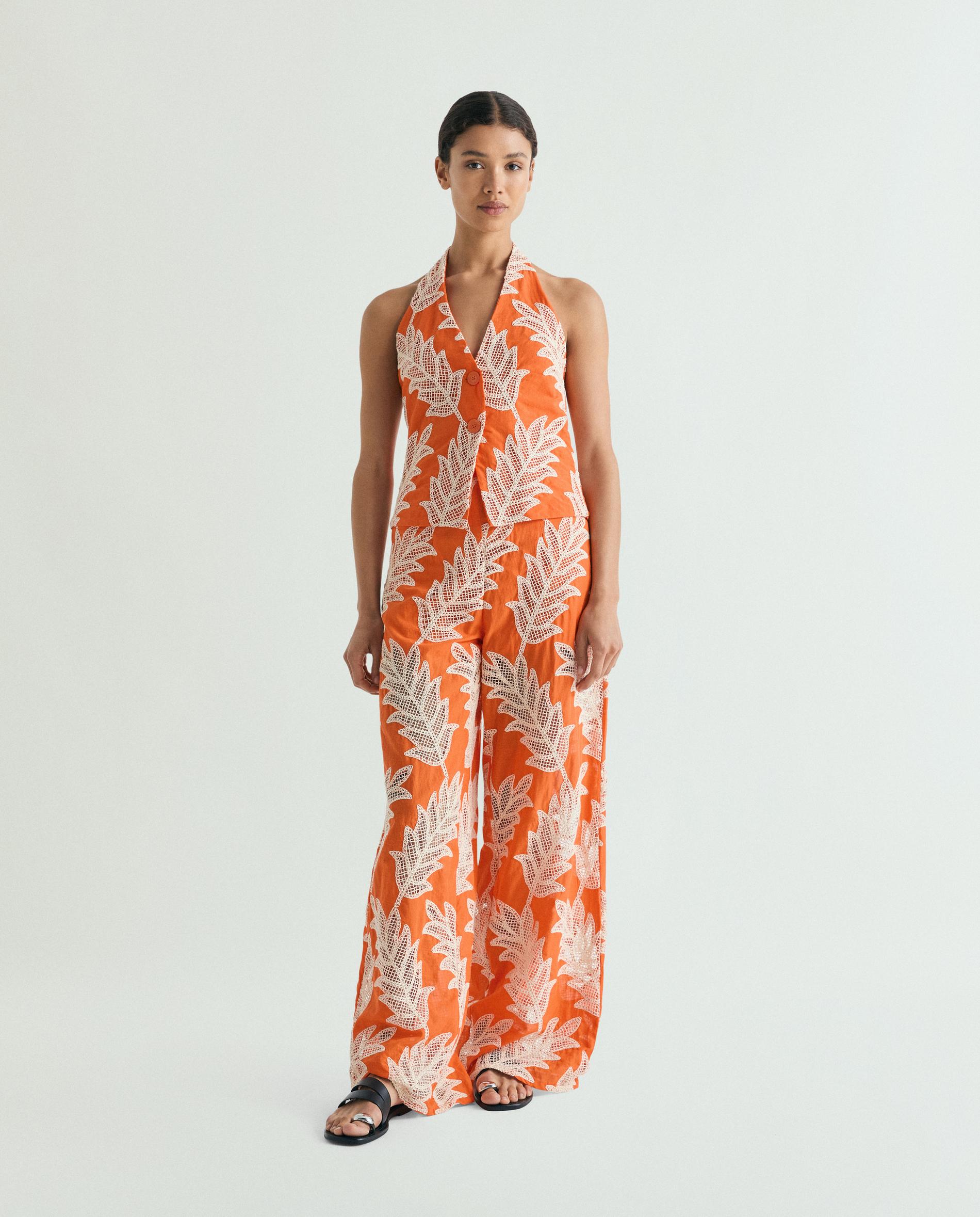 Top Halter Estampado Laranja-4