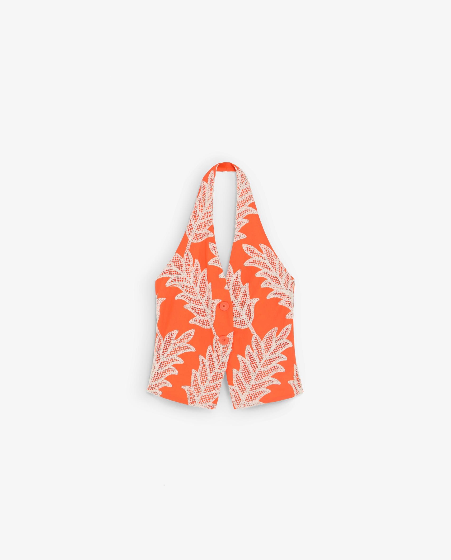Top Halter Estampado Laranja-5