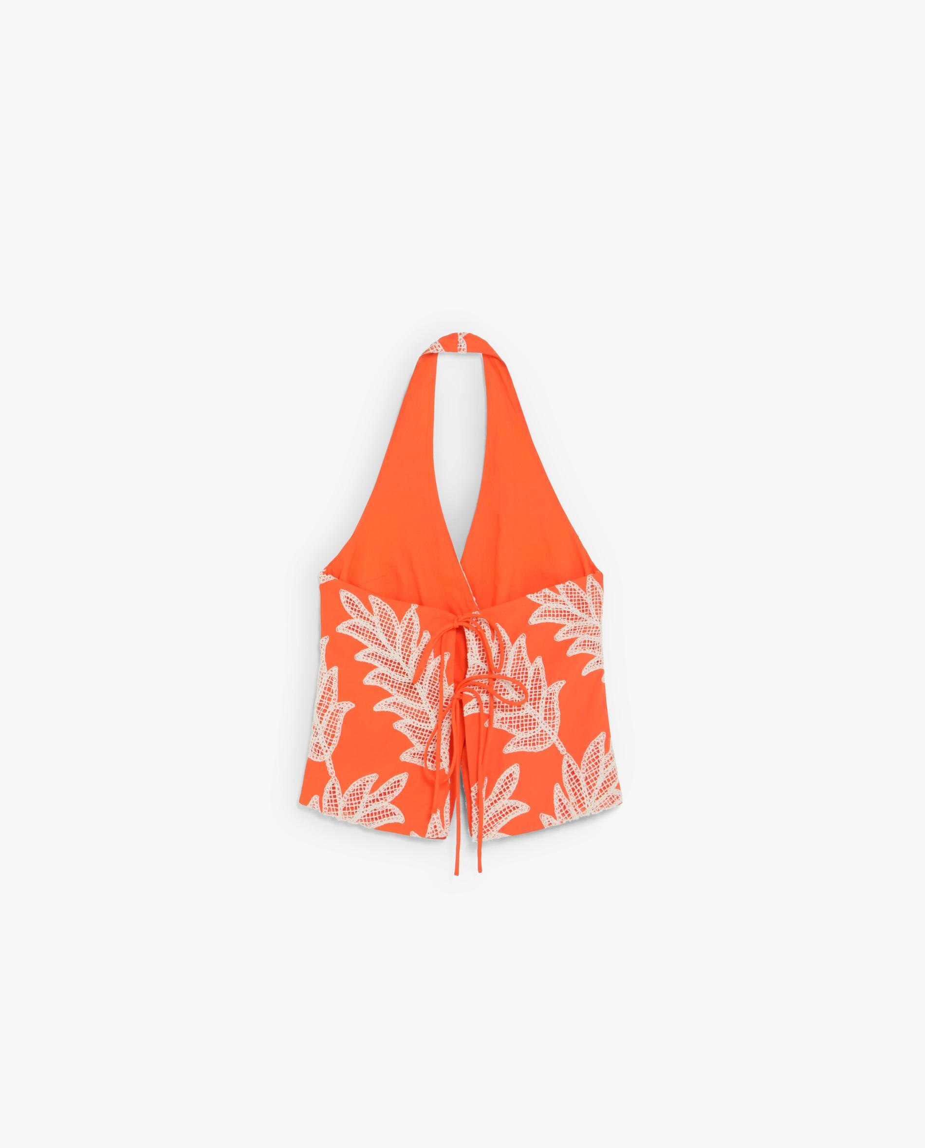 Top Halter Estampado Laranja-6