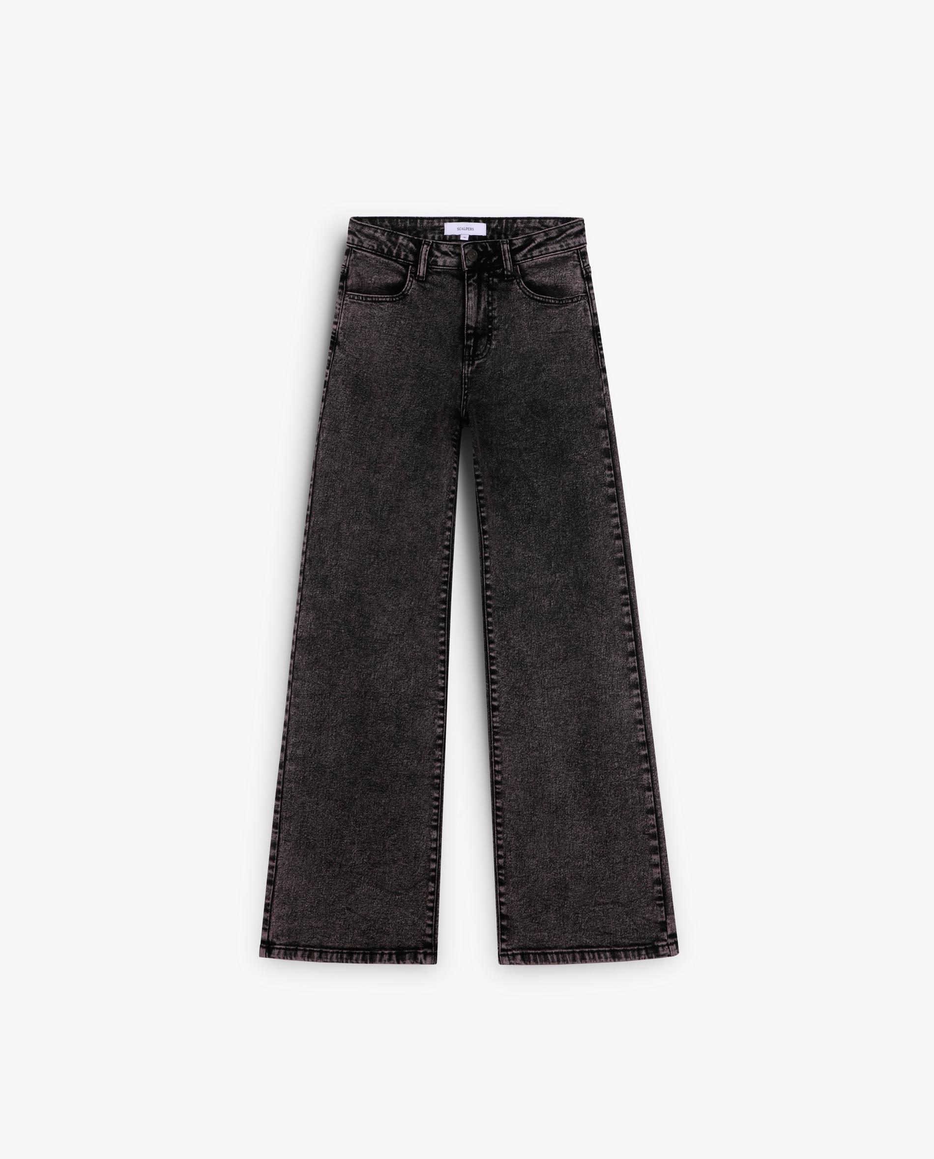 Jeans com Corte a Direito Efeito Lavagem de Cintura Média Castanho-5