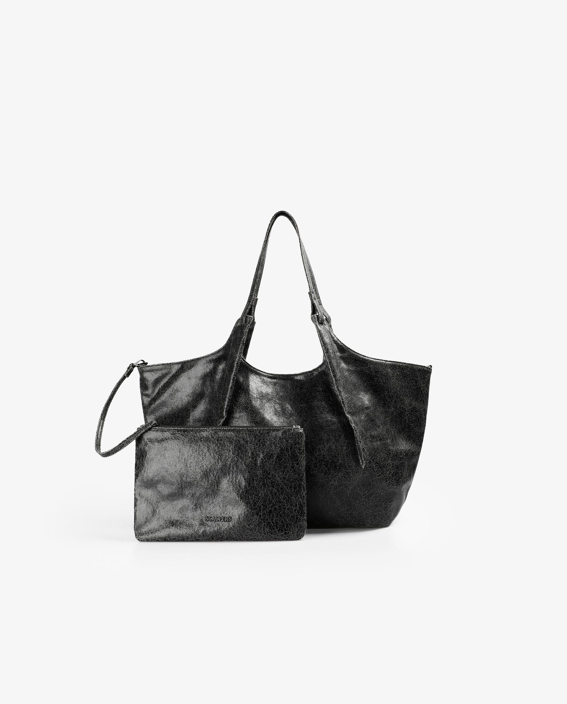 Shopper com Acabamento Brilhante e Alça Dupla Preto-4