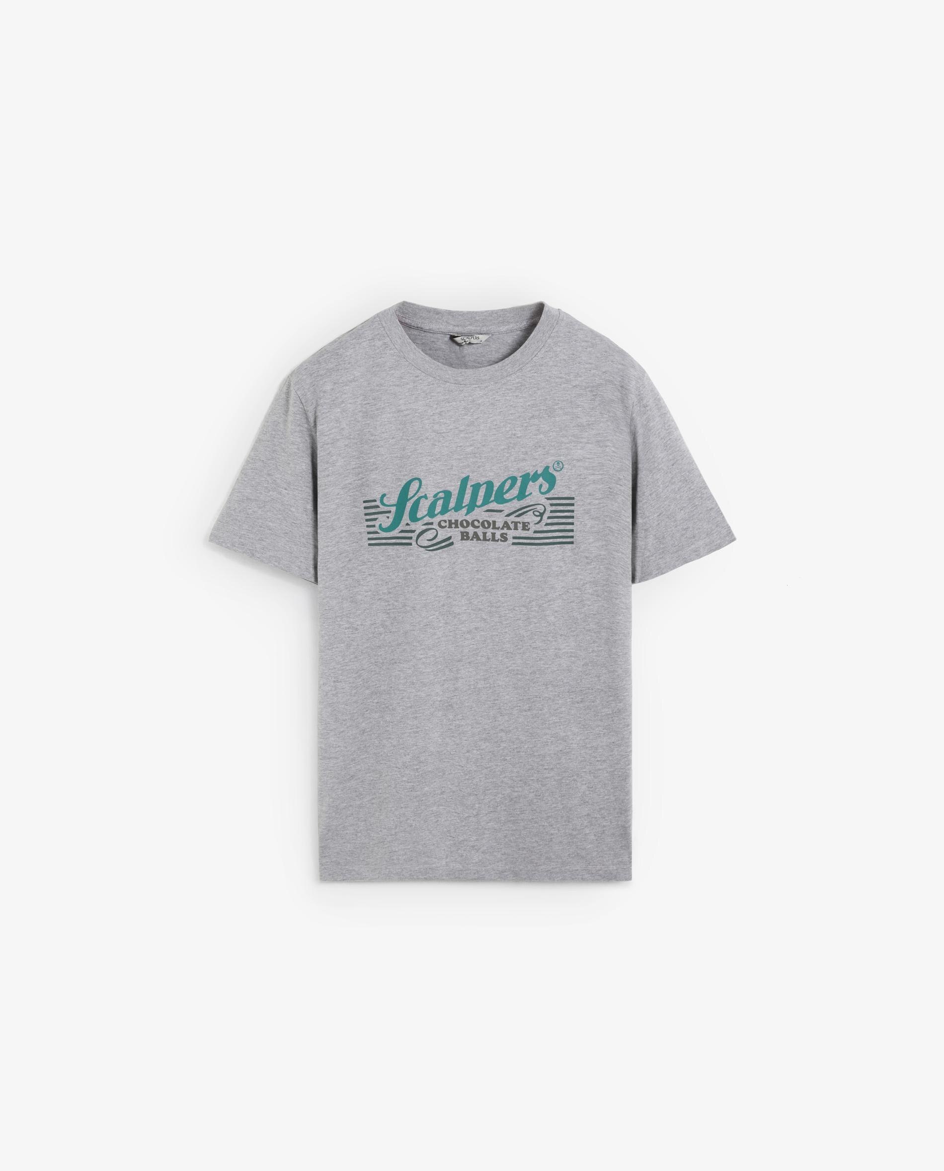 T-shirt de Manga Curta com Logo Frontal Cinzento-4
