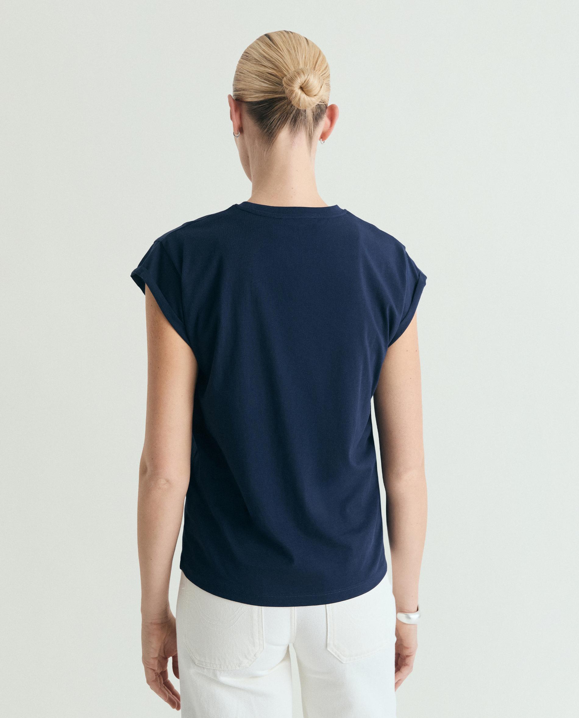 T-shirt Básica de Algodão com Logo Bordado Azul-3