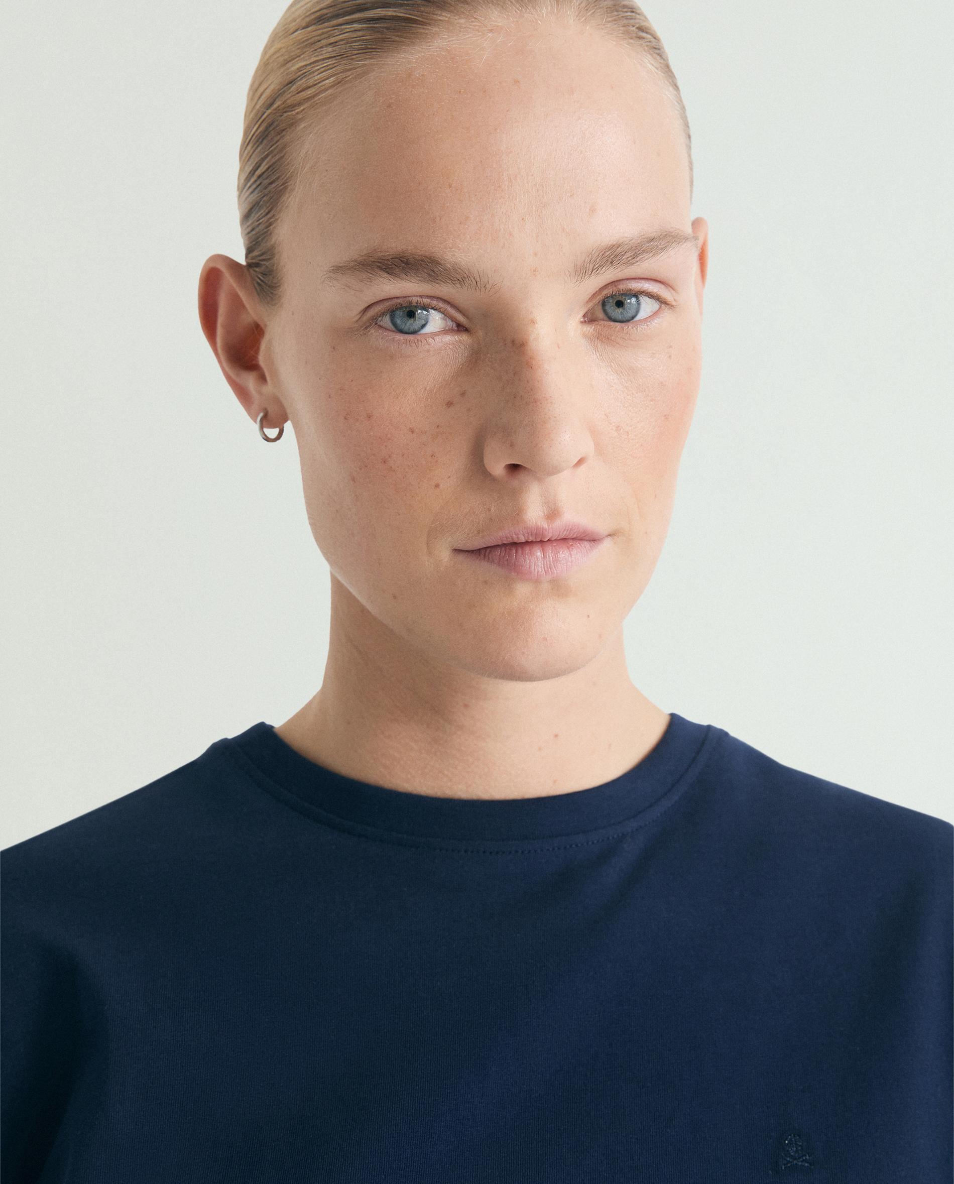 T-shirt Básica de Algodão com Logo Bordado Azul-4