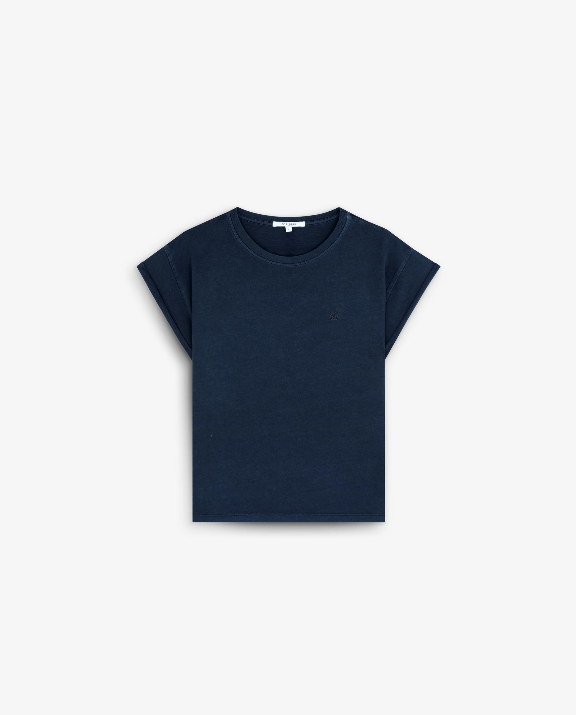 T-shirt Básica de Algodão com Logo Bordado Azul-5