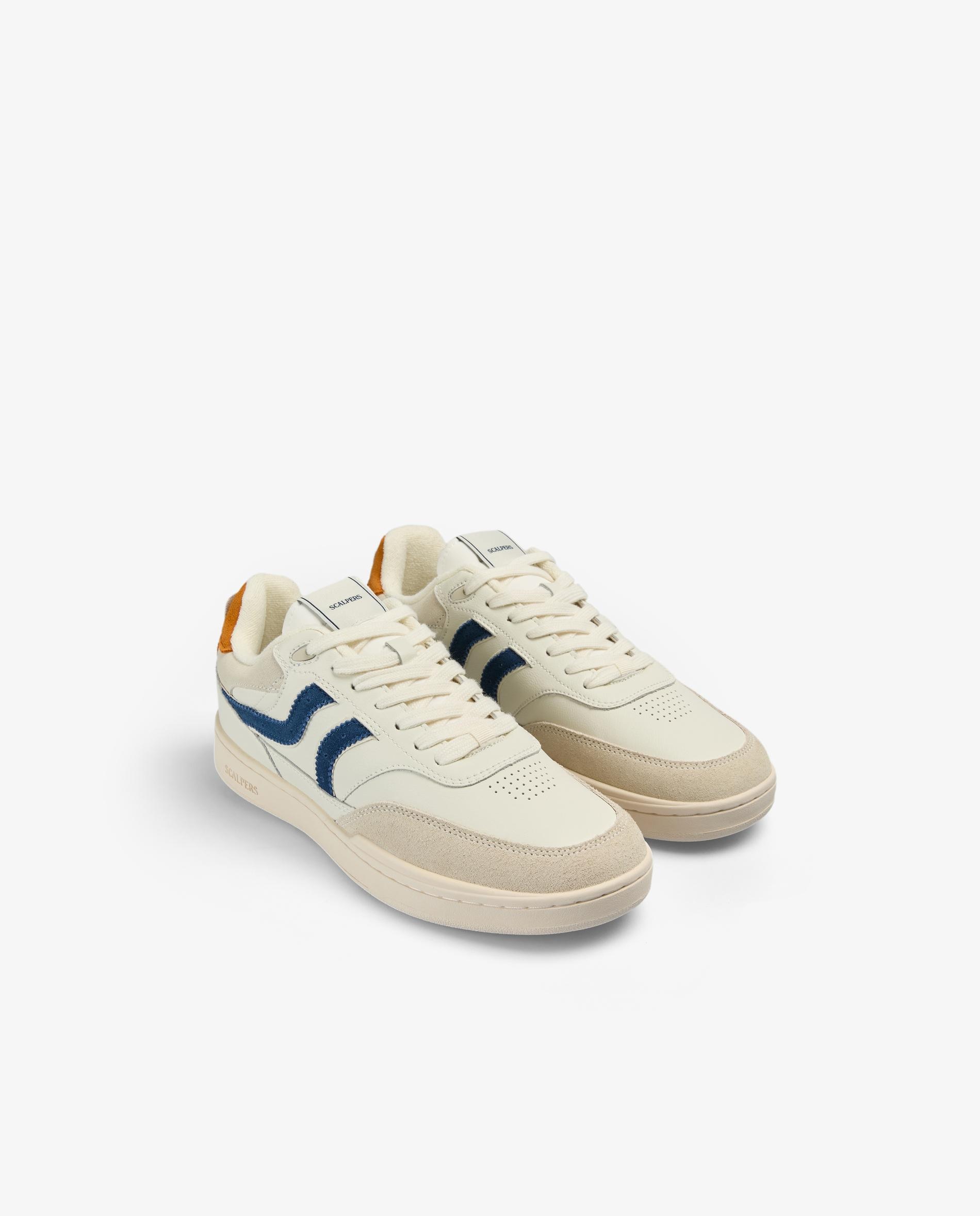 Sapatilhas de Estilo Retro com Contrastes e Atacadores Branco / Laranja-2