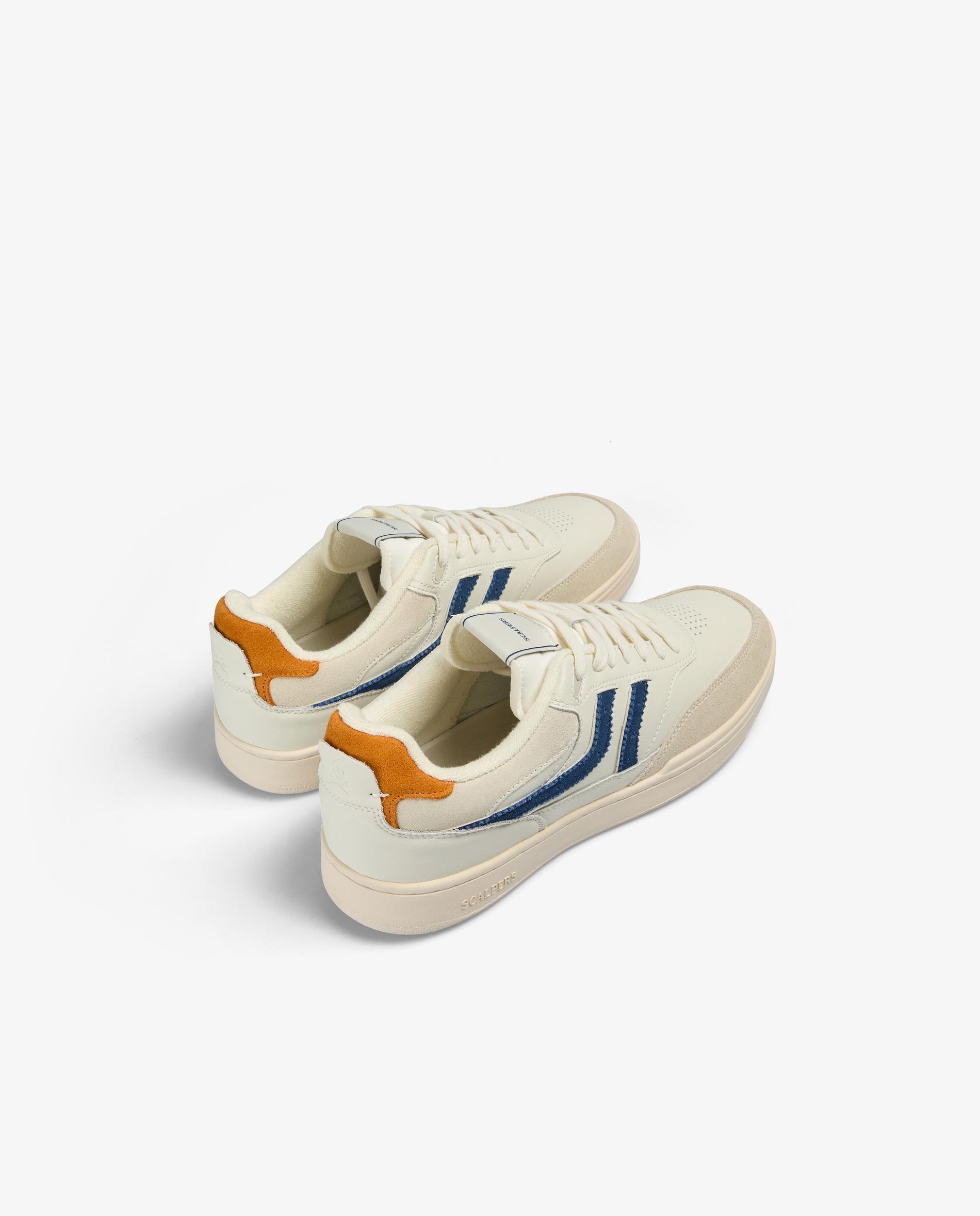Sapatilhas de Estilo Retro com Contrastes e Atacadores Branco / Laranja-3