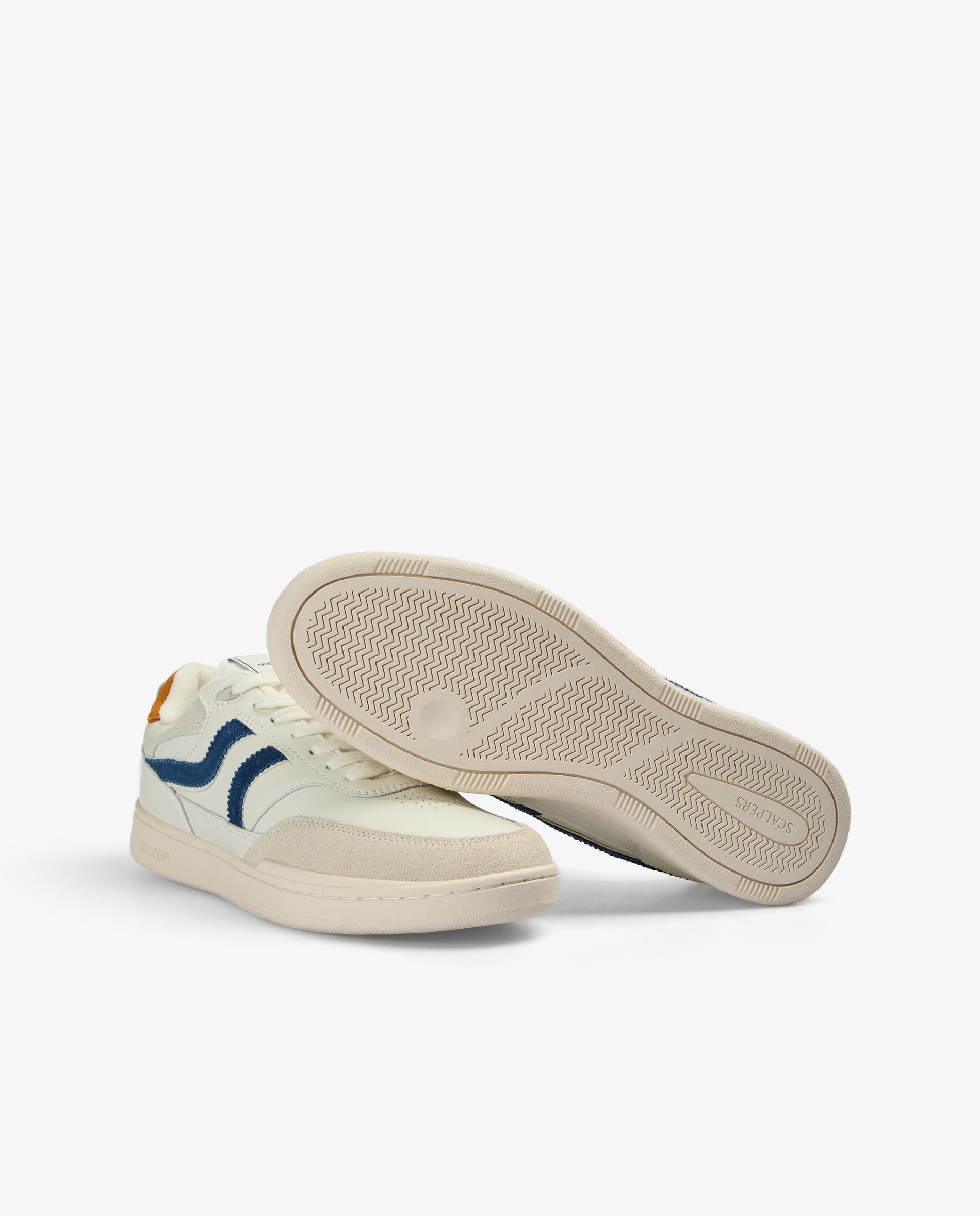 Sapatilhas de Estilo Retro com Contrastes e Atacadores Branco / Laranja-4