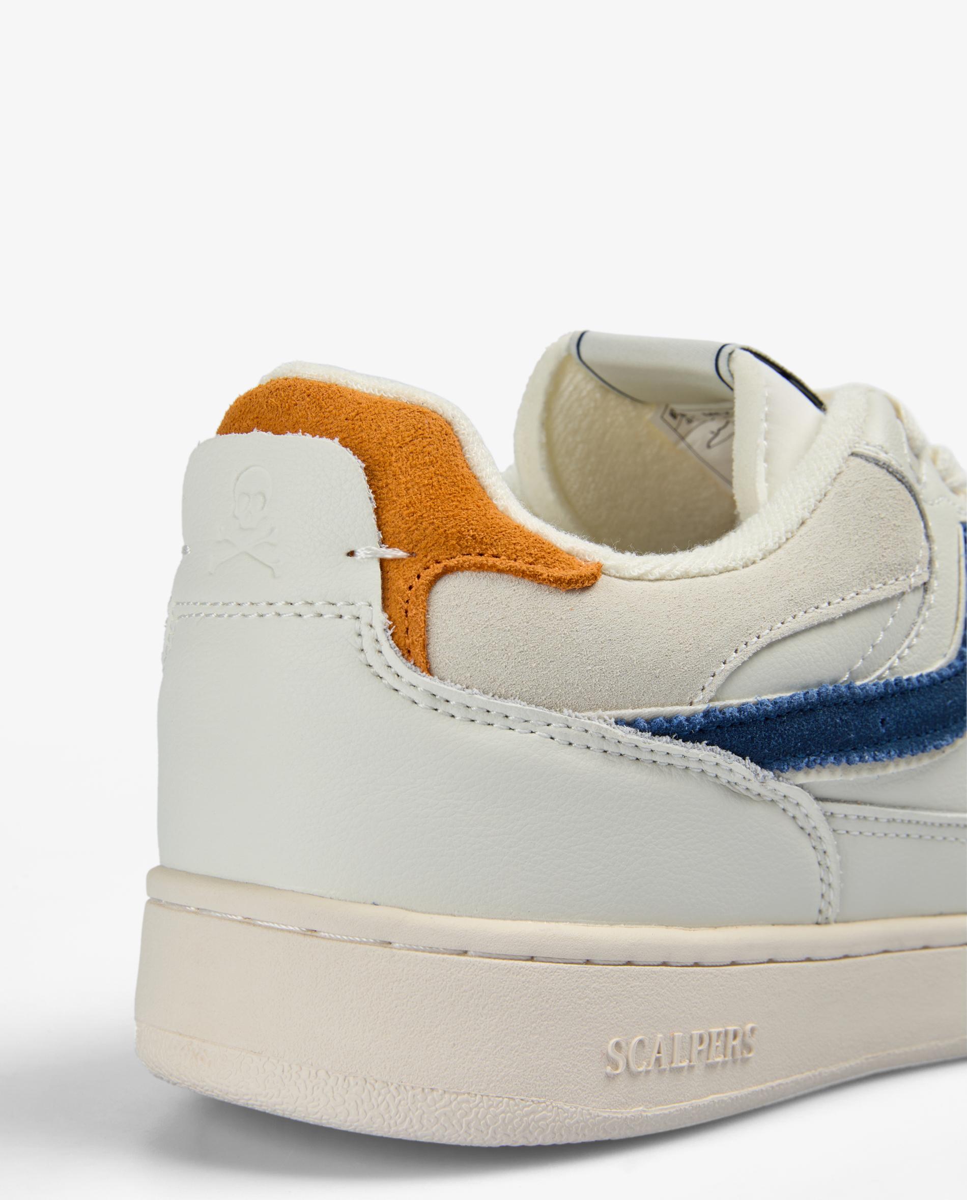 Sapatilhas de Estilo Retro com Contrastes e Atacadores Branco / Laranja-7