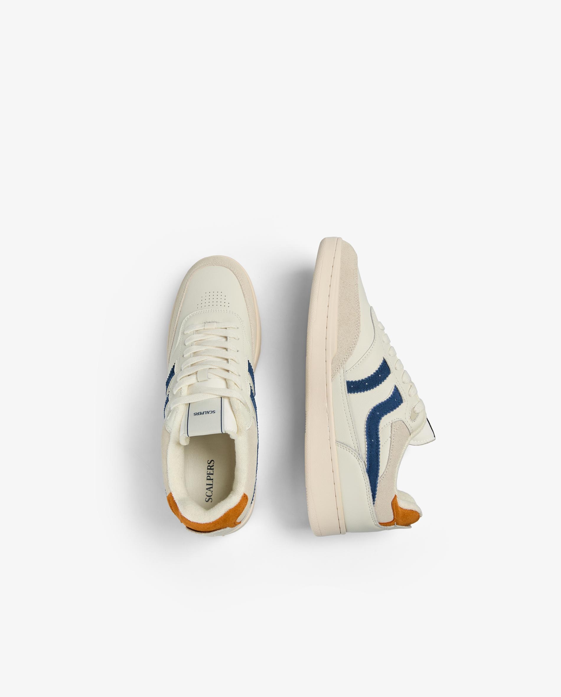 Sapatilhas de Estilo Retro com Contrastes e Atacadores Branco / Laranja-8