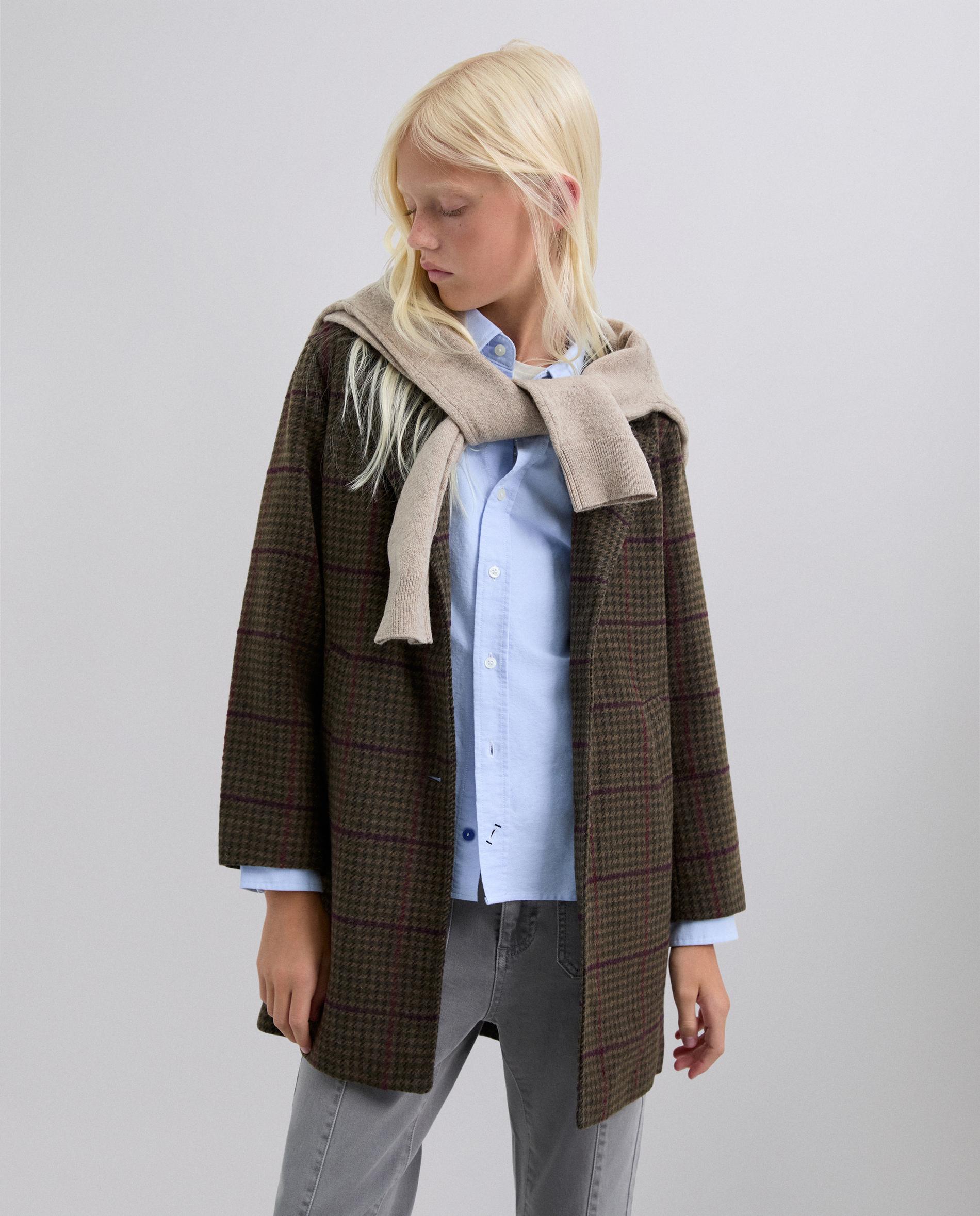 Imagem 0 de Sobretudo de Pano aos Quadrados com Bolsos Insertados