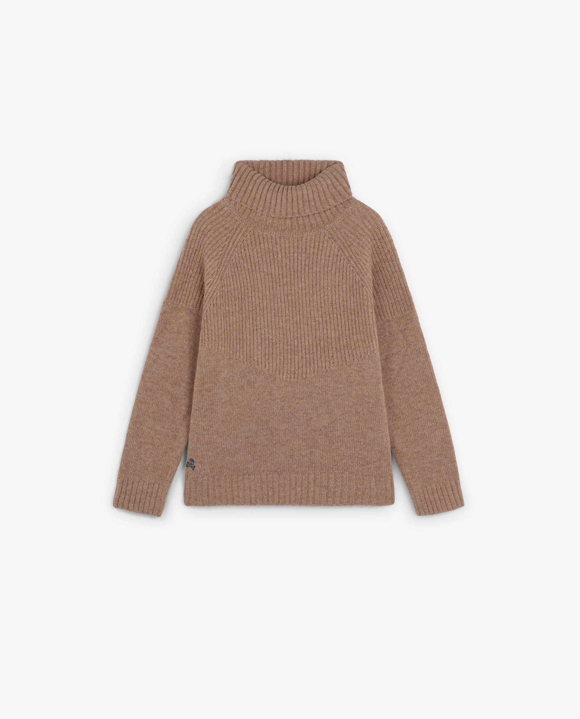 Camisola Infantil de Gola Alta e Manga Comprida Castanho-3