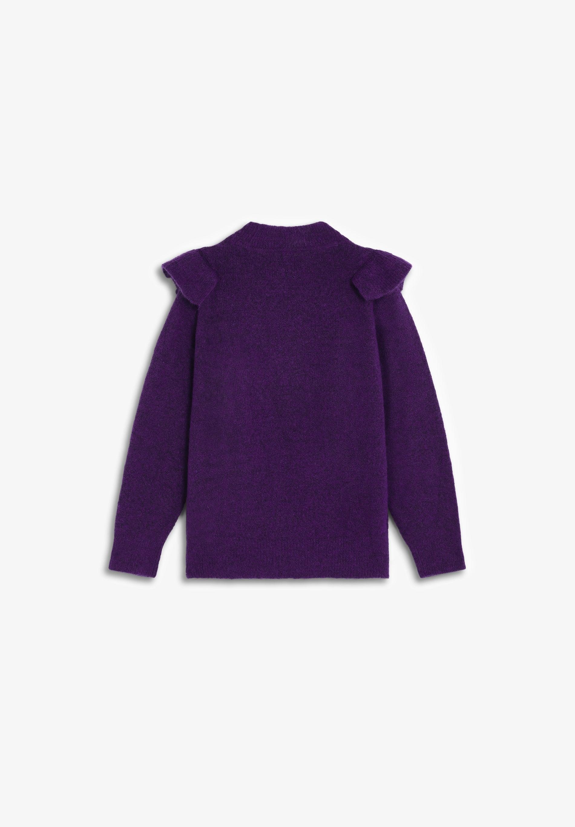 Camisola Infantil de Manga Comprida com Detalhe de Folhos Frontais Scalpers Roxo-5